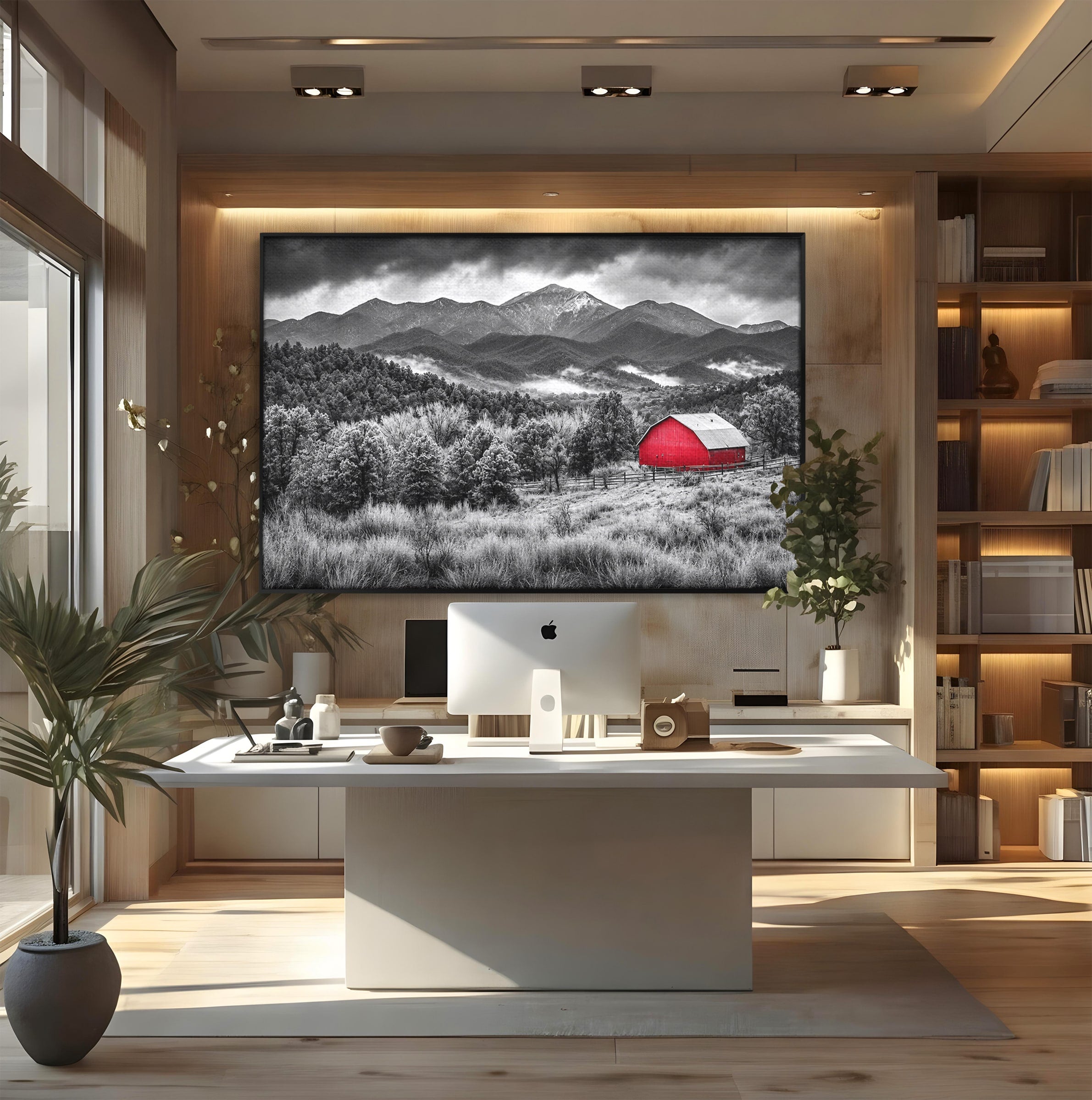 Tablou Canvas Premium LuxCanva® A1714, Sura Rosie Din Munti, Sura, Munti, Peisaj, Natura, Dramatic, Living, Culori Vibrante