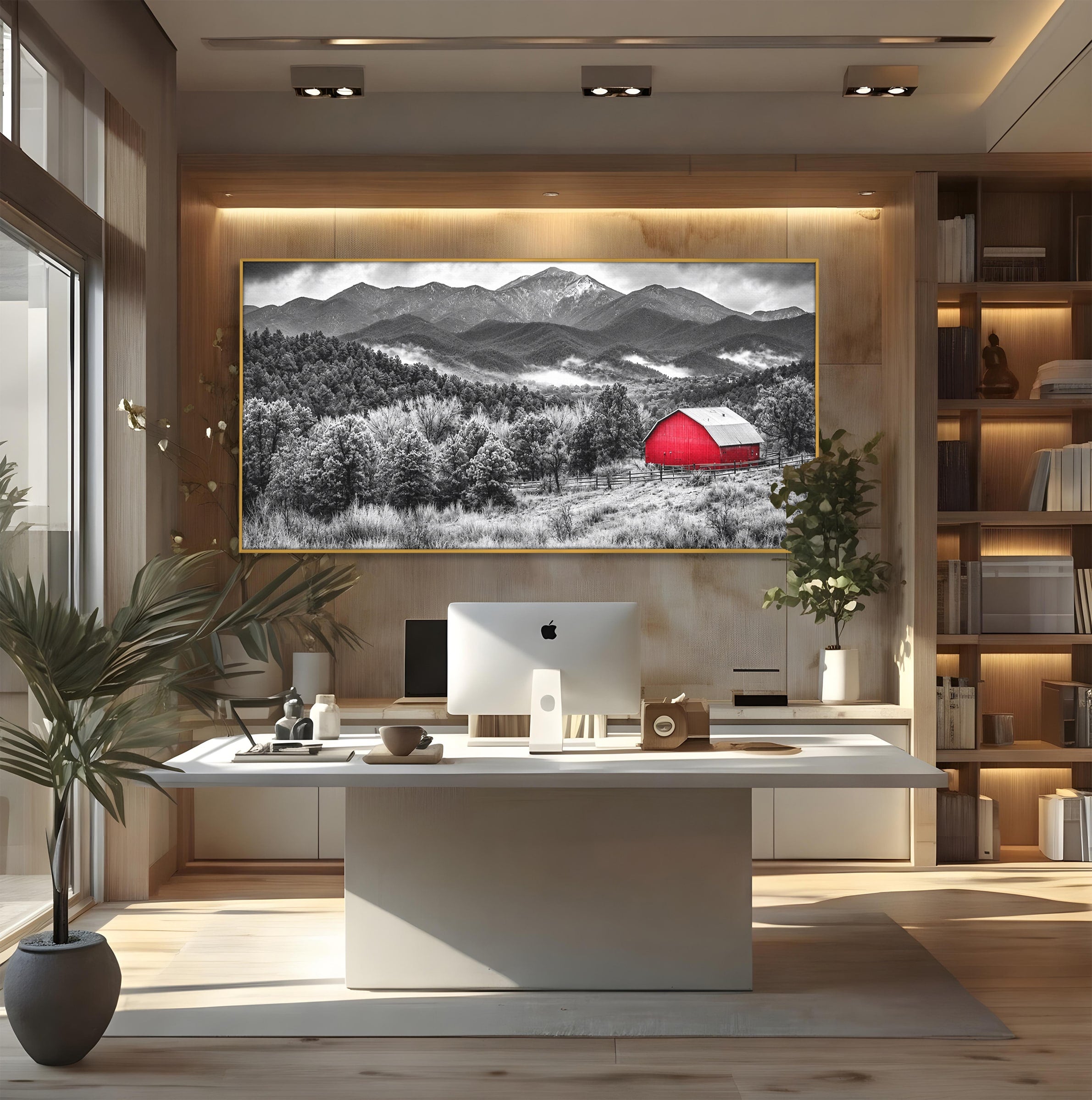 Tablou Canvas Premium LuxCanva® A1714, Sura Rosie Din Munti, Sura, Munti, Peisaj, Natura, Dramatic, Living, Culori Vibrante