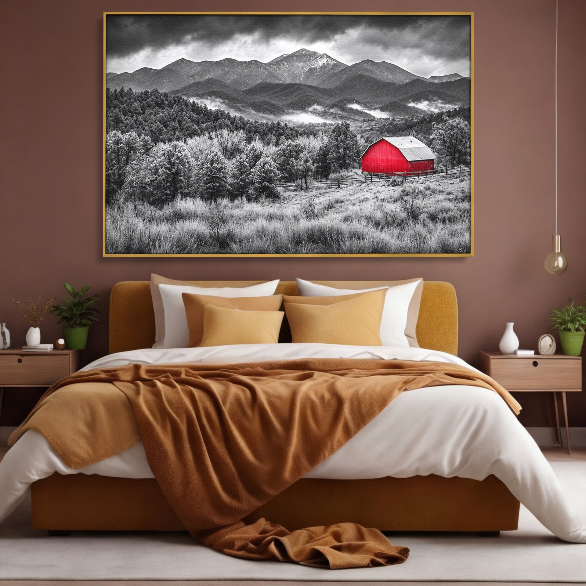 Tablou Canvas Premium LuxCanva® A1714, Sura Rosie Din Munti, Sura, Munti, Peisaj, Natura, Dramatic, Living, Culori Vibrante