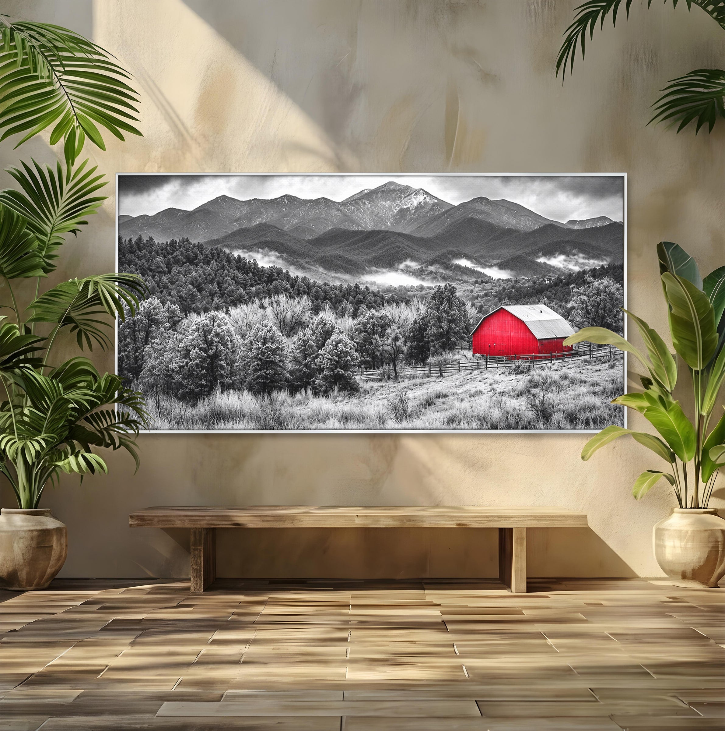 Tablou Canvas Premium LuxCanva® A1714, Sura Rosie Din Munti, Sura, Munti, Peisaj, Natura, Dramatic, Living, Culori Vibrante