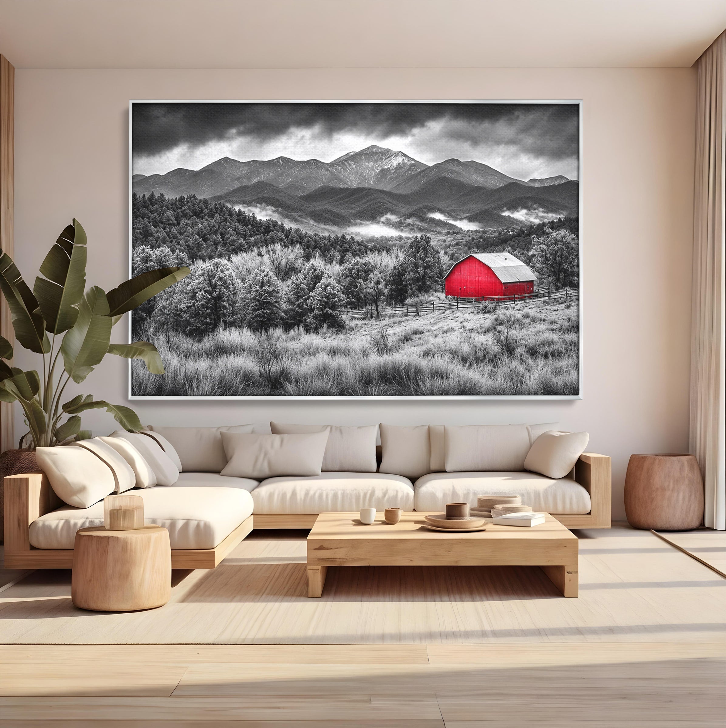 Tablou Canvas Premium LuxCanva® A1714, Sura Rosie Din Munti, Sura, Munti, Peisaj, Natura, Dramatic, Living, Culori Vibrante