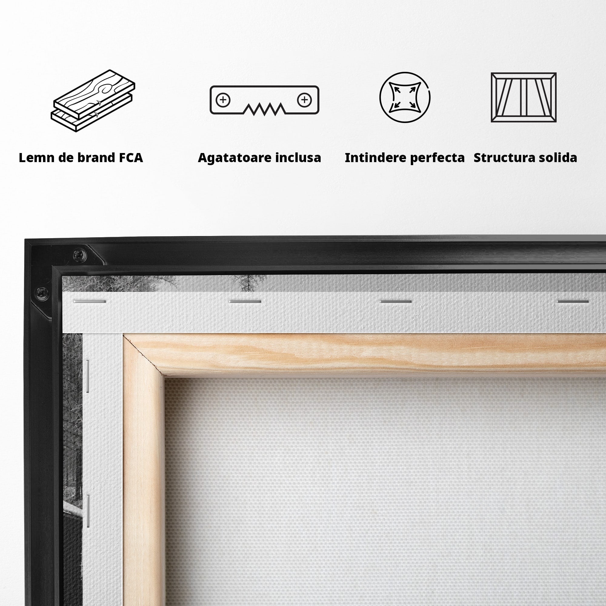 Tablou Canvas Premium LuxCanva® A1715, Cabana In Zapada, Cabana, Iarna, Padure, Peisaj, Dormitor, Living, Culori Vibrante