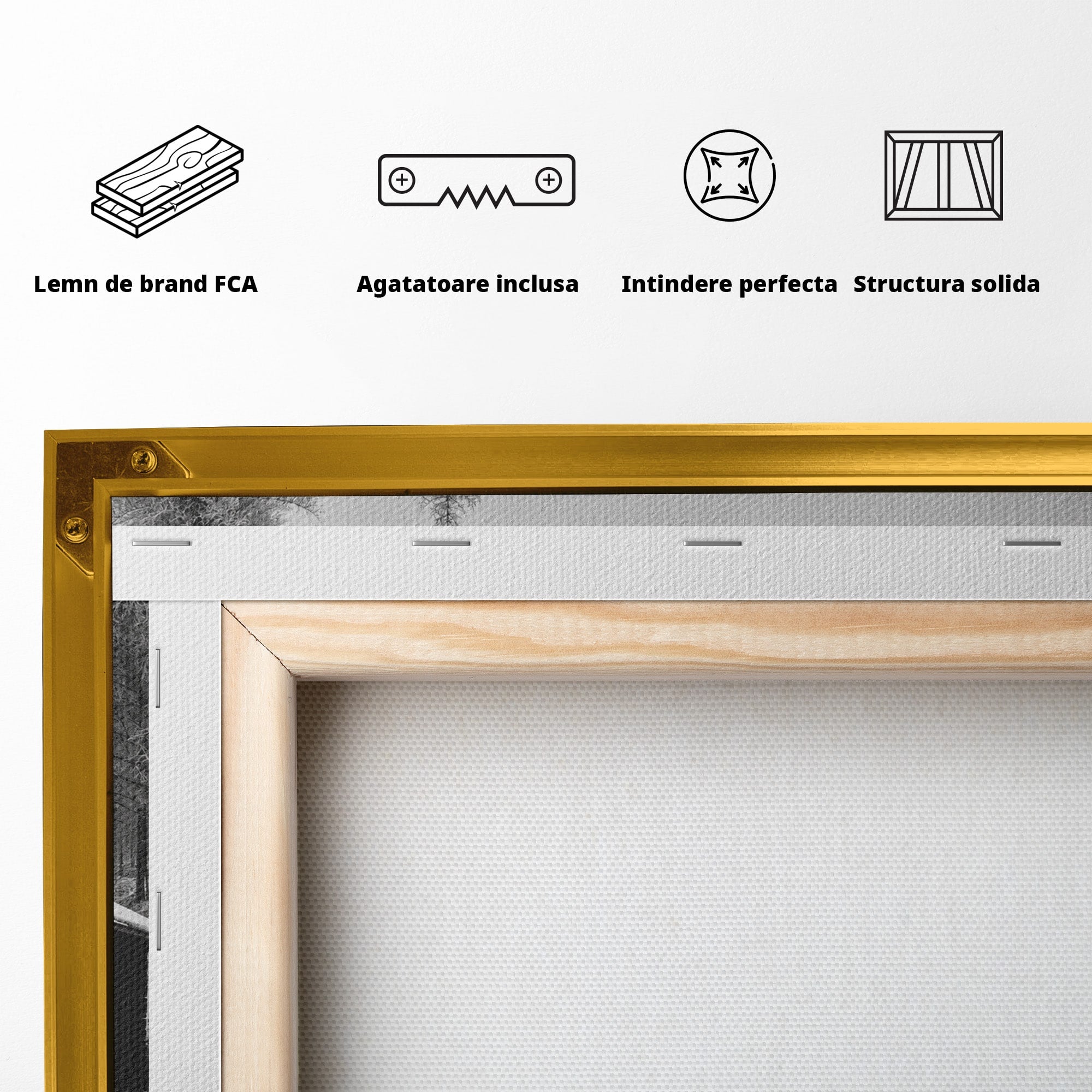 Tablou Canvas Premium LuxCanva® A1715, Cabana In Zapada, Cabana, Iarna, Padure, Peisaj, Dormitor, Living, Culori Vibrante