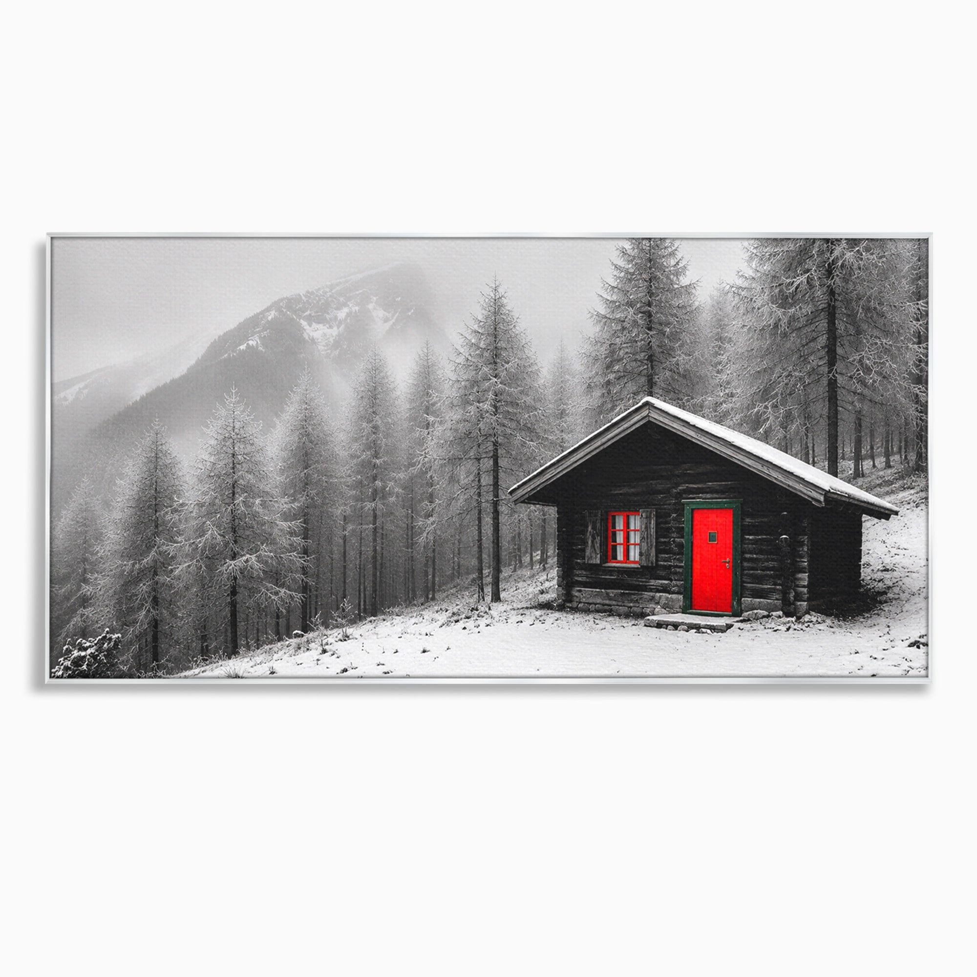 Tablou Canvas Premium LuxCanva® A1715, Cabana In Zapada, Cabana, Iarna, Padure, Peisaj, Dormitor, Living, Culori Vibrante
