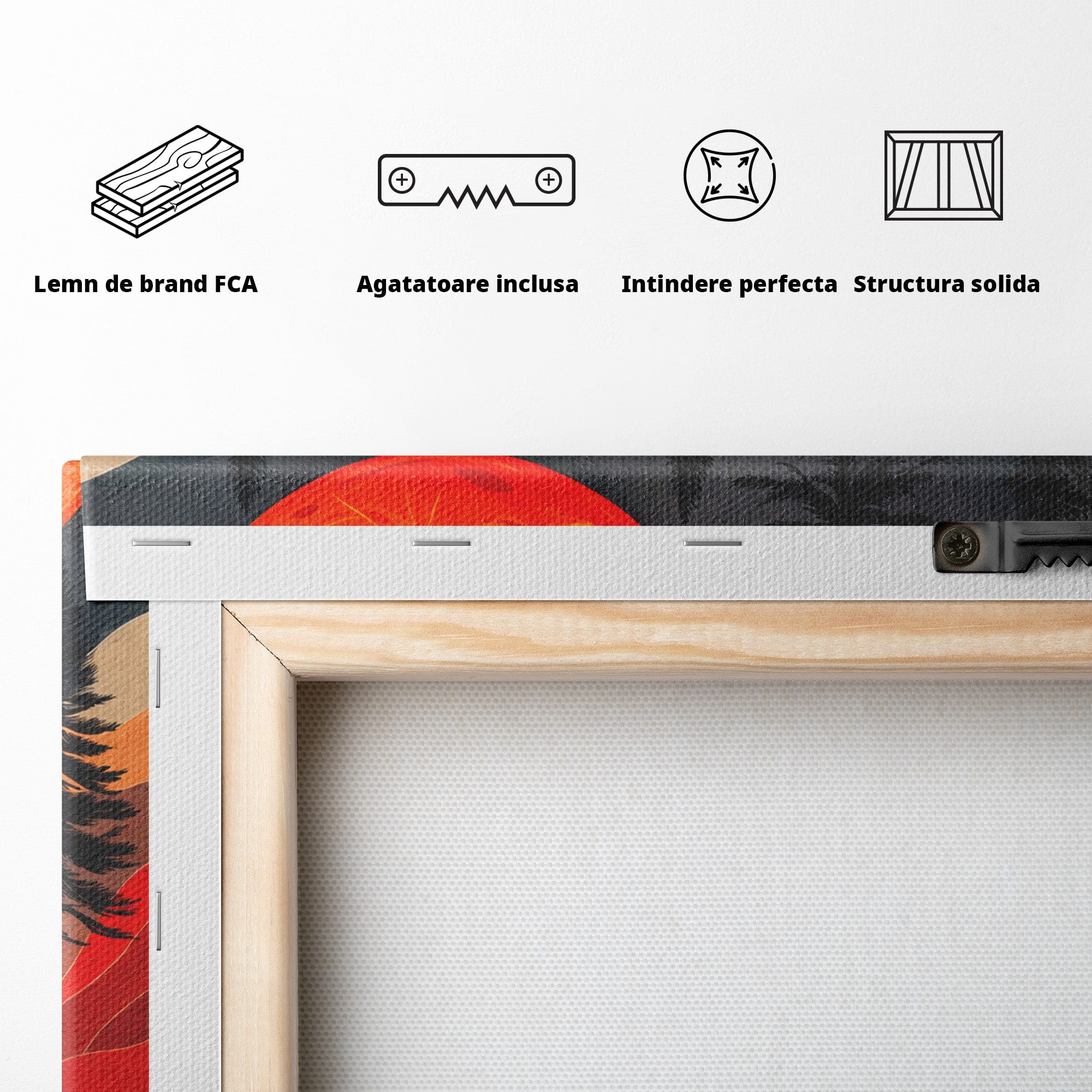 Tablou Canvas Premium LuxCanva® A1718, Luna Rosie Peste Padure, Luna, Padure, Peisaj, Apus, Dormitor, Culori Vibrante