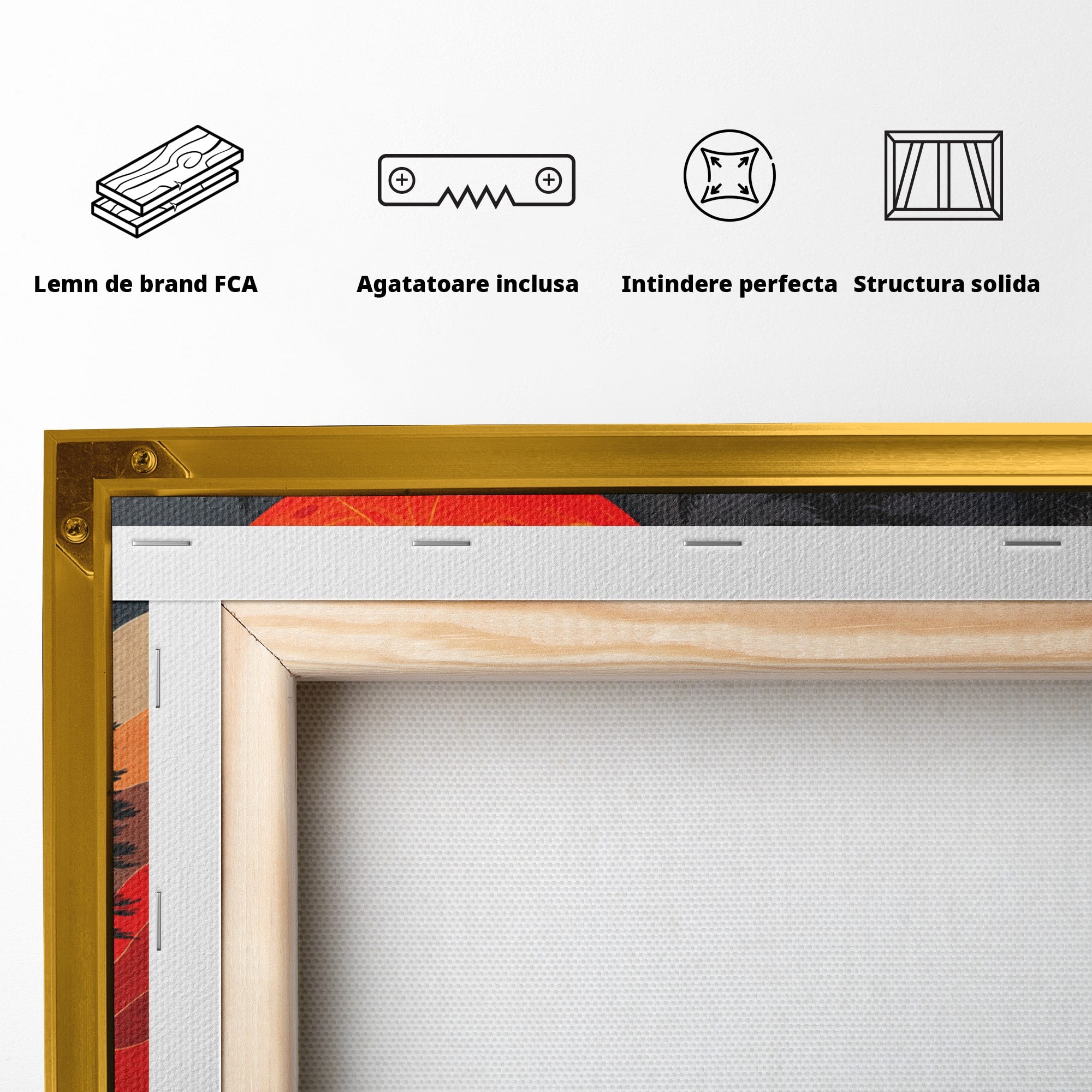 Tablou Canvas Premium LuxCanva® A1718, Luna Rosie Peste Padure, Luna, Padure, Peisaj, Apus, Dormitor, Culori Vibrante