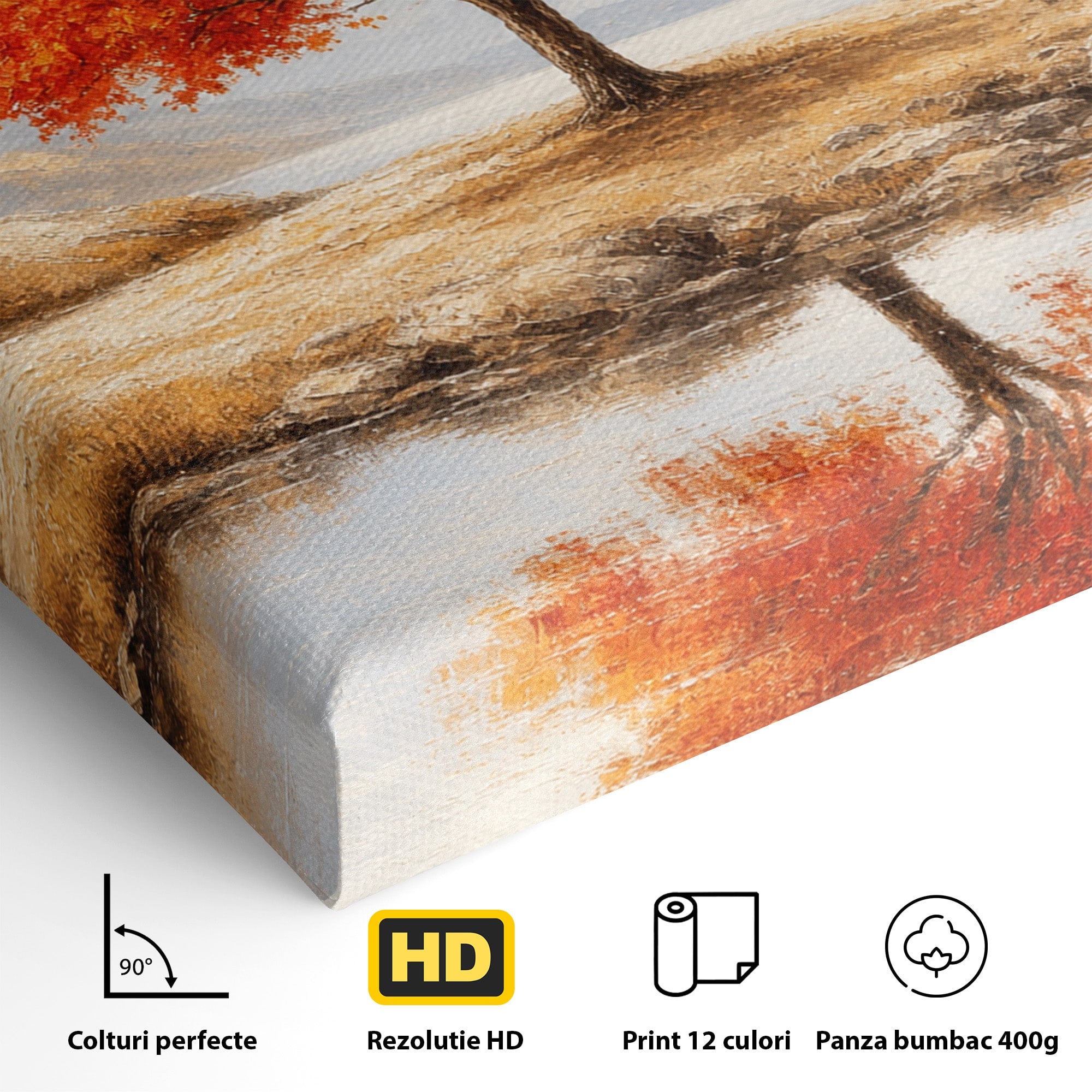 Tablou Canvas Premium LuxCanva® A1719, Copacul Singuratic, Copac, Peisaj, Toamna, Lac, Living, Culori Vibrante