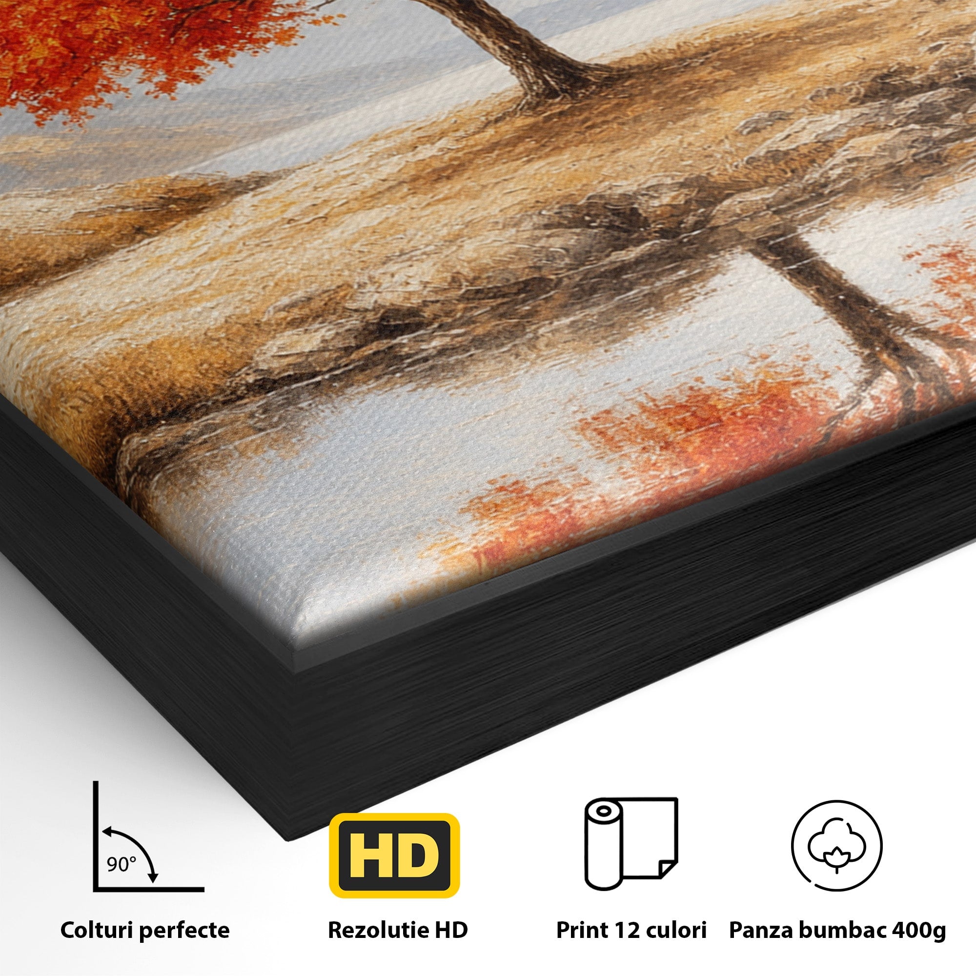 Tablou Canvas Premium LuxCanva® A1719, Copacul Singuratic, Copac, Peisaj, Toamna, Lac, Living, Culori Vibrante