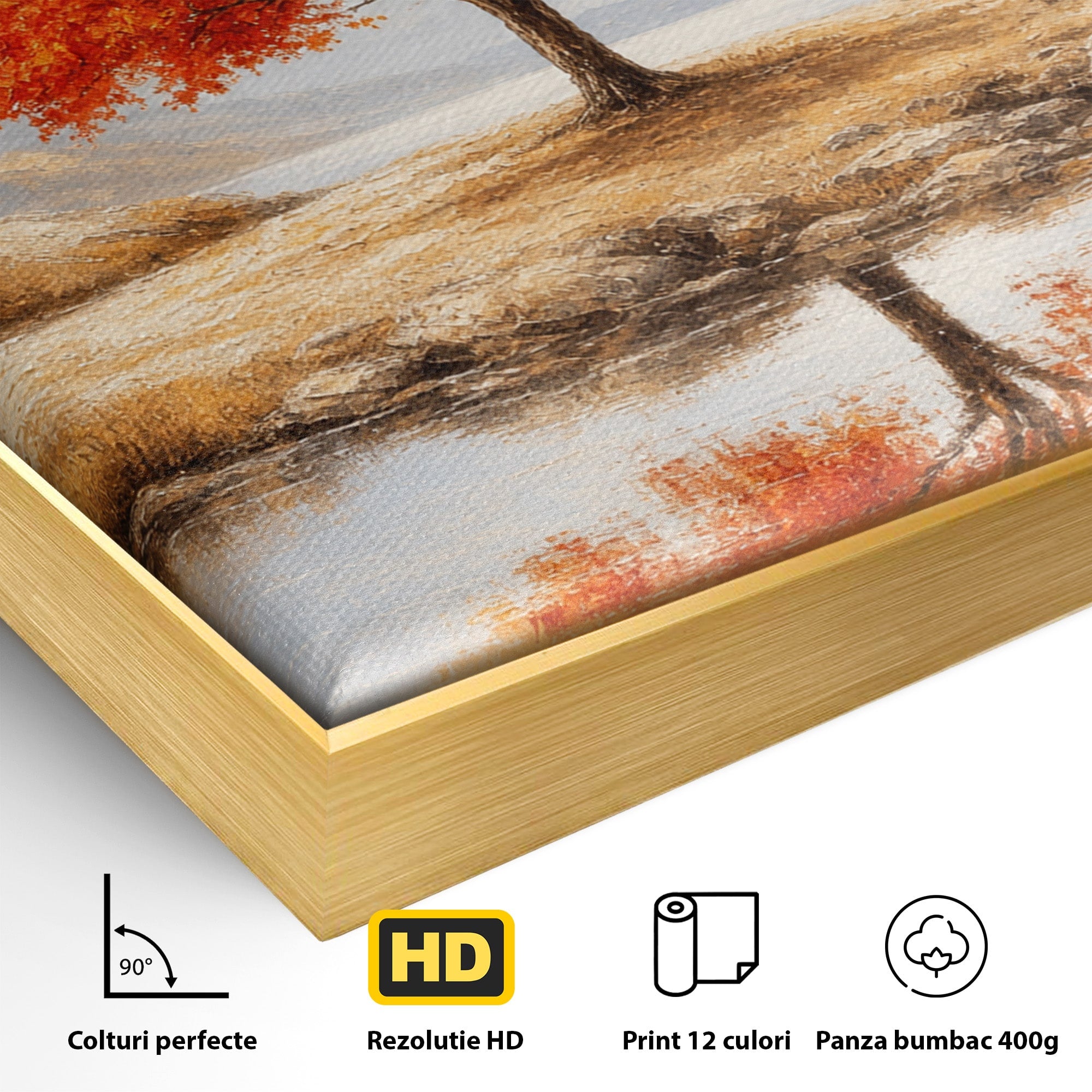 Tablou Canvas Premium LuxCanva® A1719, Copacul Singuratic, Copac, Peisaj, Toamna, Lac, Living, Culori Vibrante