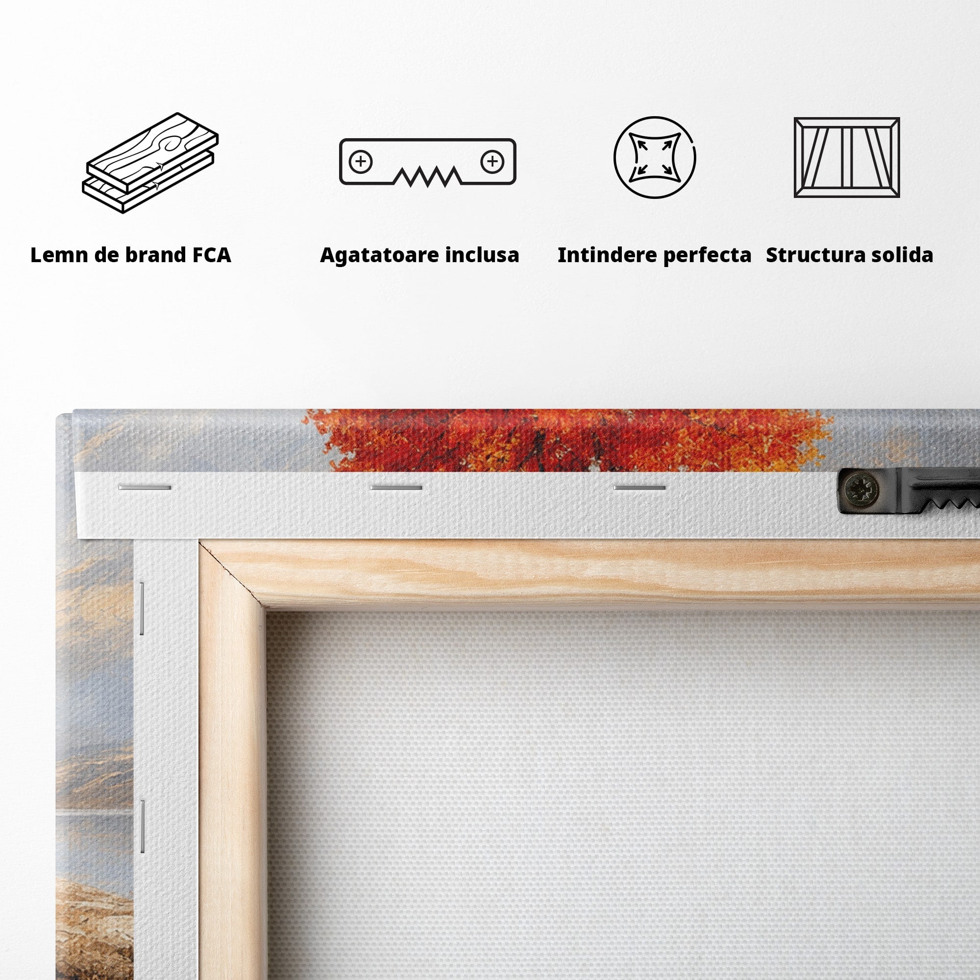 Tablou Canvas Premium LuxCanva® A1719, Copacul Singuratic, Copac, Peisaj, Toamna, Lac, Living, Culori Vibrante