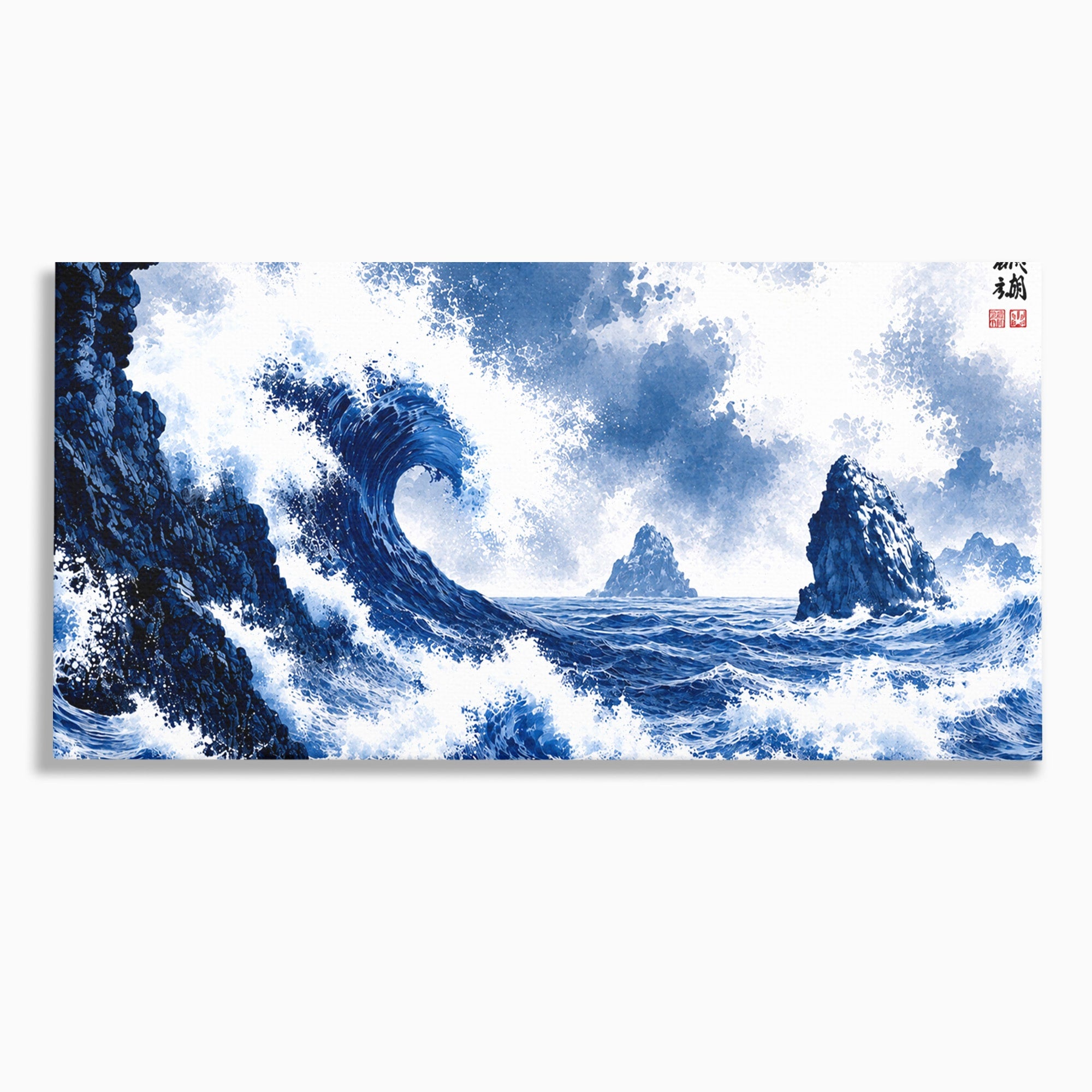 Tablou Canvas Premium LuxCanva® A1720, Valuri Inalte, Valuri, Ocean, Peisaj Marin, Dramatic, Birou, Culori Vibrante