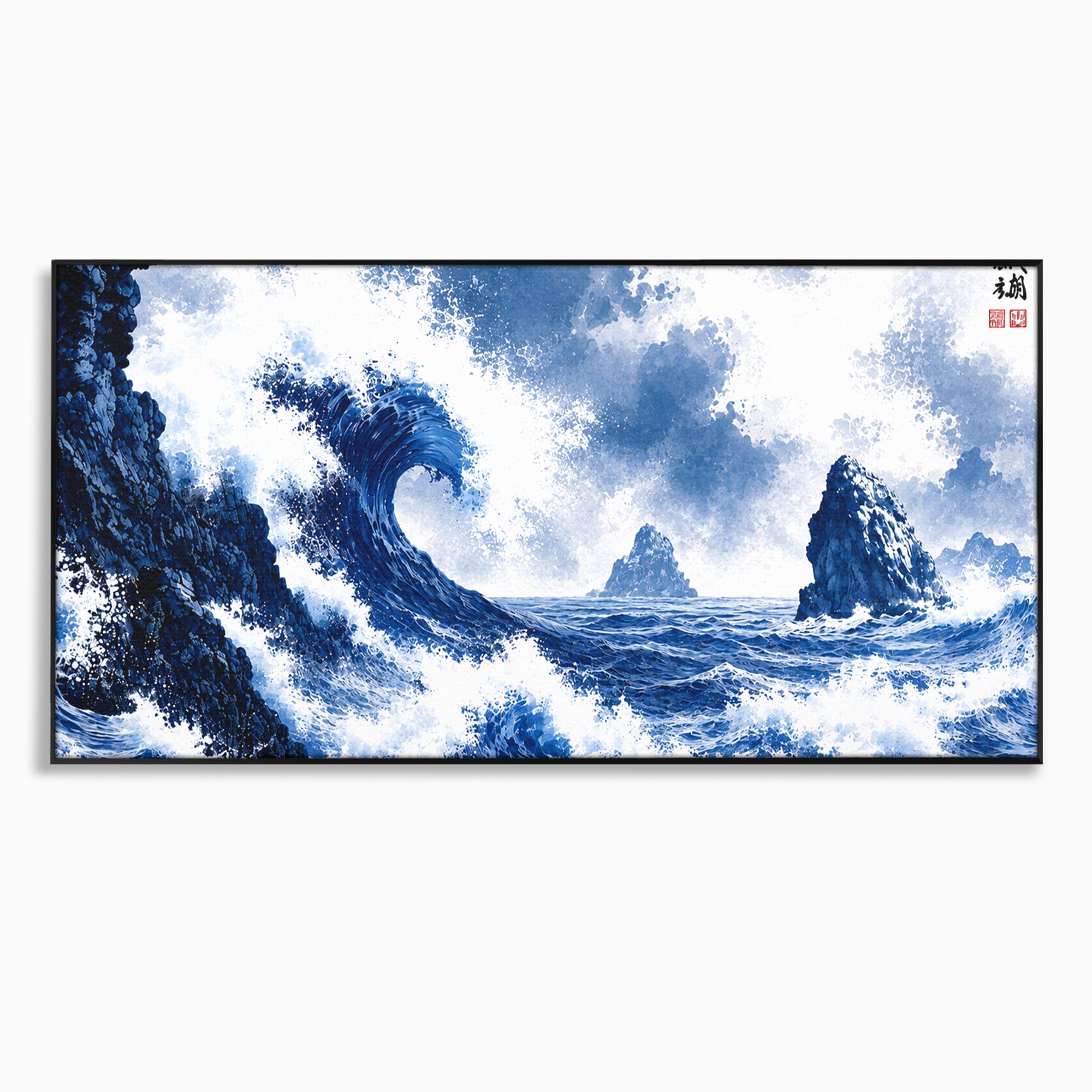 Tablou Canvas Premium LuxCanva® A1720, Valuri Inalte, Valuri, Ocean, Peisaj Marin, Dramatic, Birou, Culori Vibrante