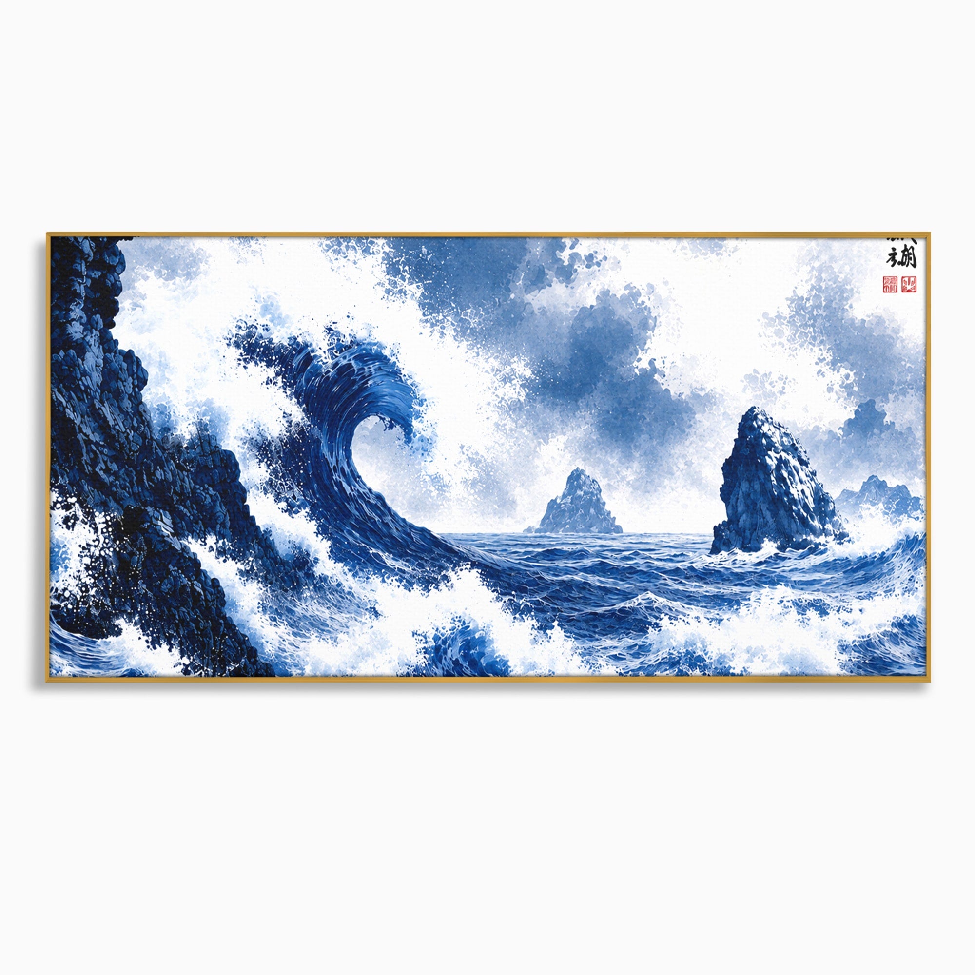 Tablou Canvas Premium LuxCanva® A1720, Valuri Inalte, Valuri, Ocean, Peisaj Marin, Dramatic, Birou, Culori Vibrante