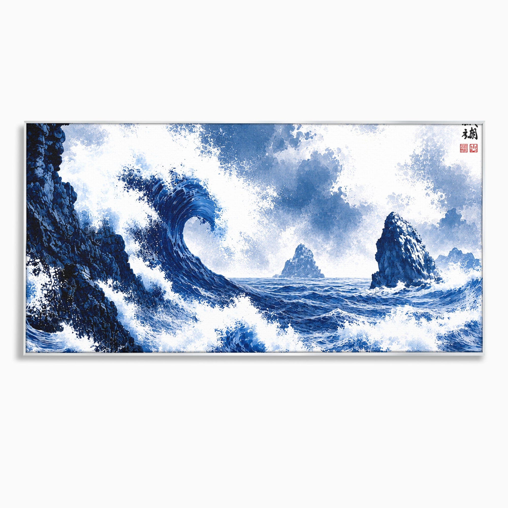 Tablou Canvas Premium LuxCanva® A1720, Valuri Inalte, Valuri, Ocean, Peisaj Marin, Dramatic, Birou, Culori Vibrante