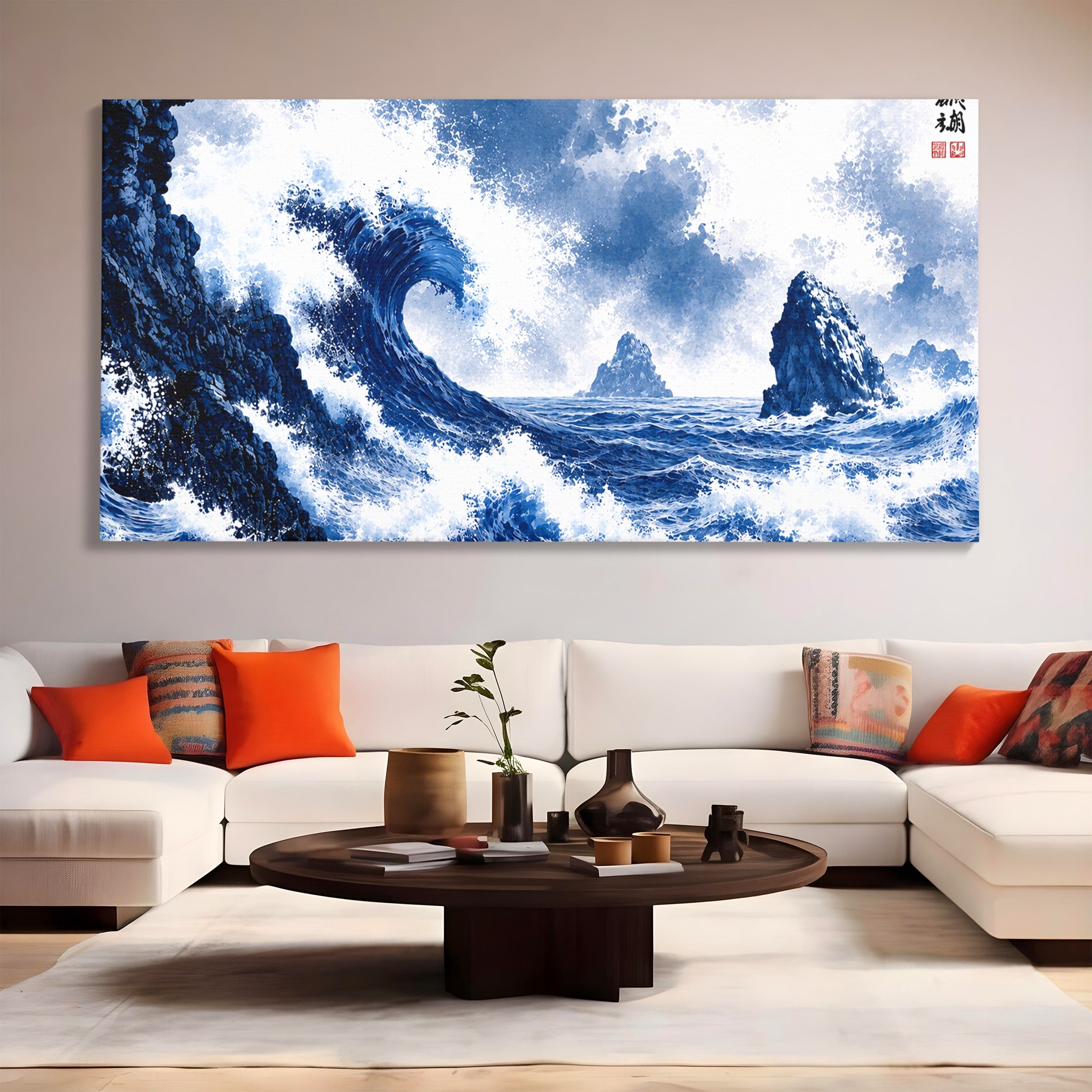 Tablou Canvas Premium LuxCanva® A1720, Valuri Inalte, Valuri, Ocean, Peisaj Marin, Dramatic, Birou, Culori Vibrante