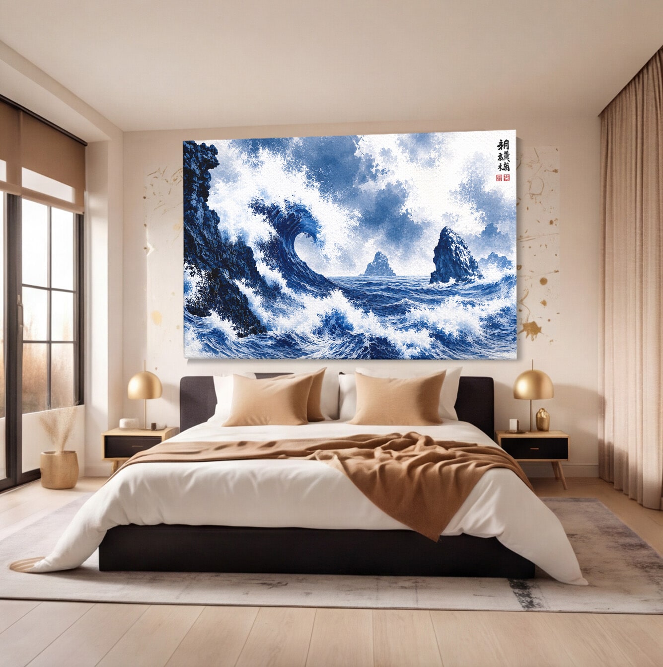 Tablou Canvas Premium LuxCanva® A1720, Valuri Inalte, Valuri, Ocean, Peisaj Marin, Dramatic, Birou, Culori Vibrante