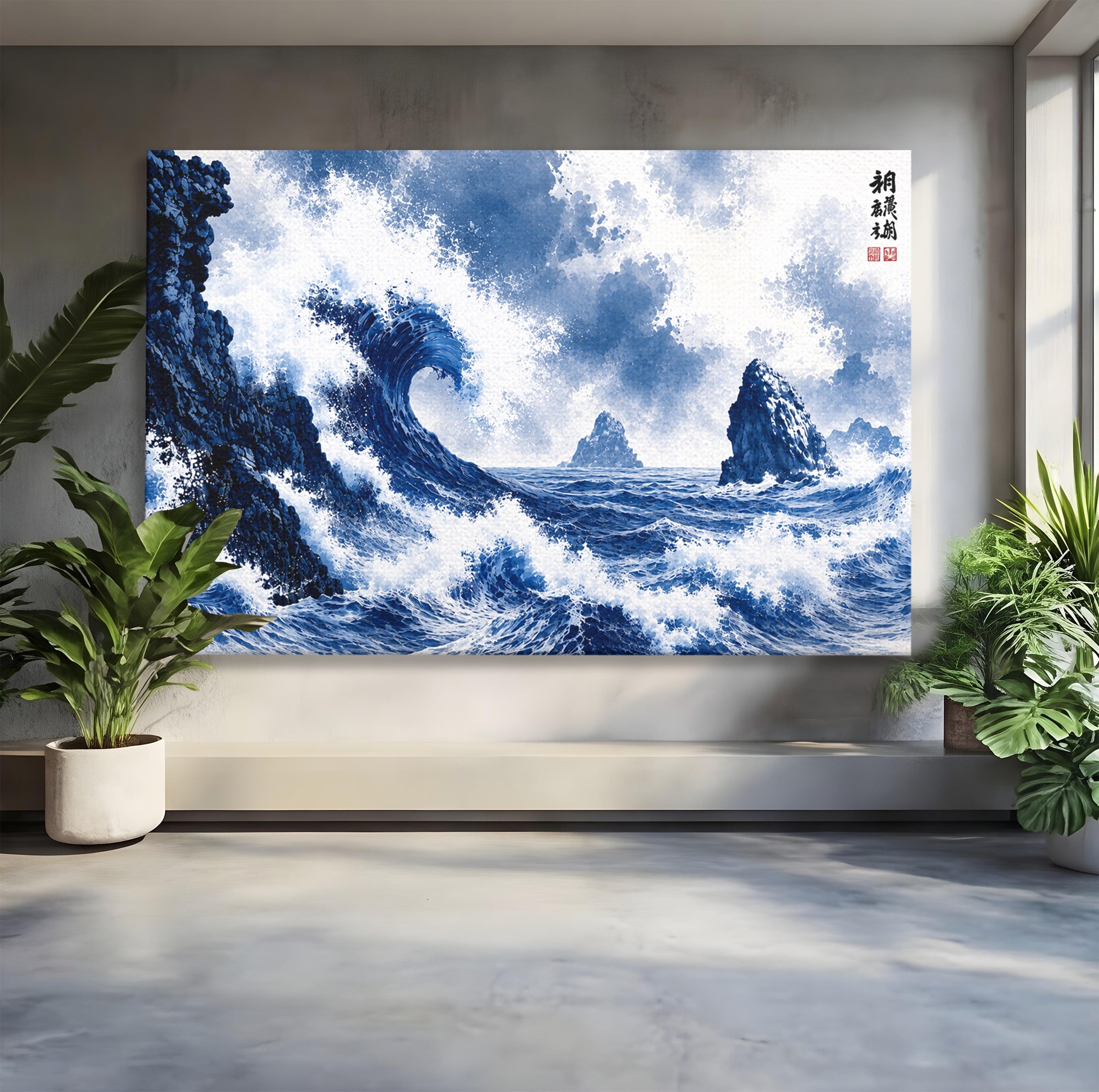 Tablou Canvas Premium LuxCanva® A1720, Valuri Inalte, Valuri, Ocean, Peisaj Marin, Dramatic, Birou, Culori Vibrante