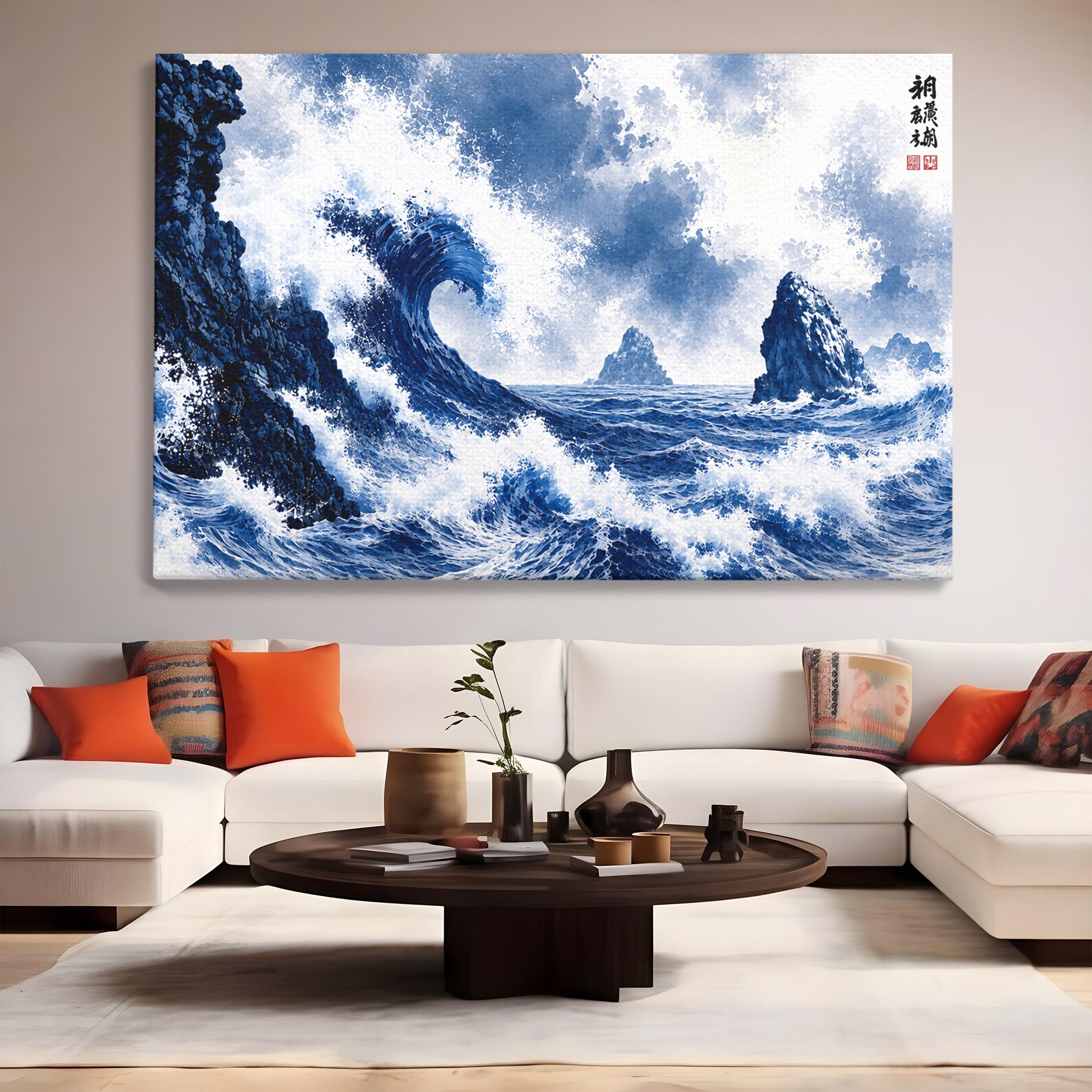 Tablou Canvas Premium LuxCanva® A1720, Valuri Inalte, Valuri, Ocean, Peisaj Marin, Dramatic, Birou, Culori Vibrante