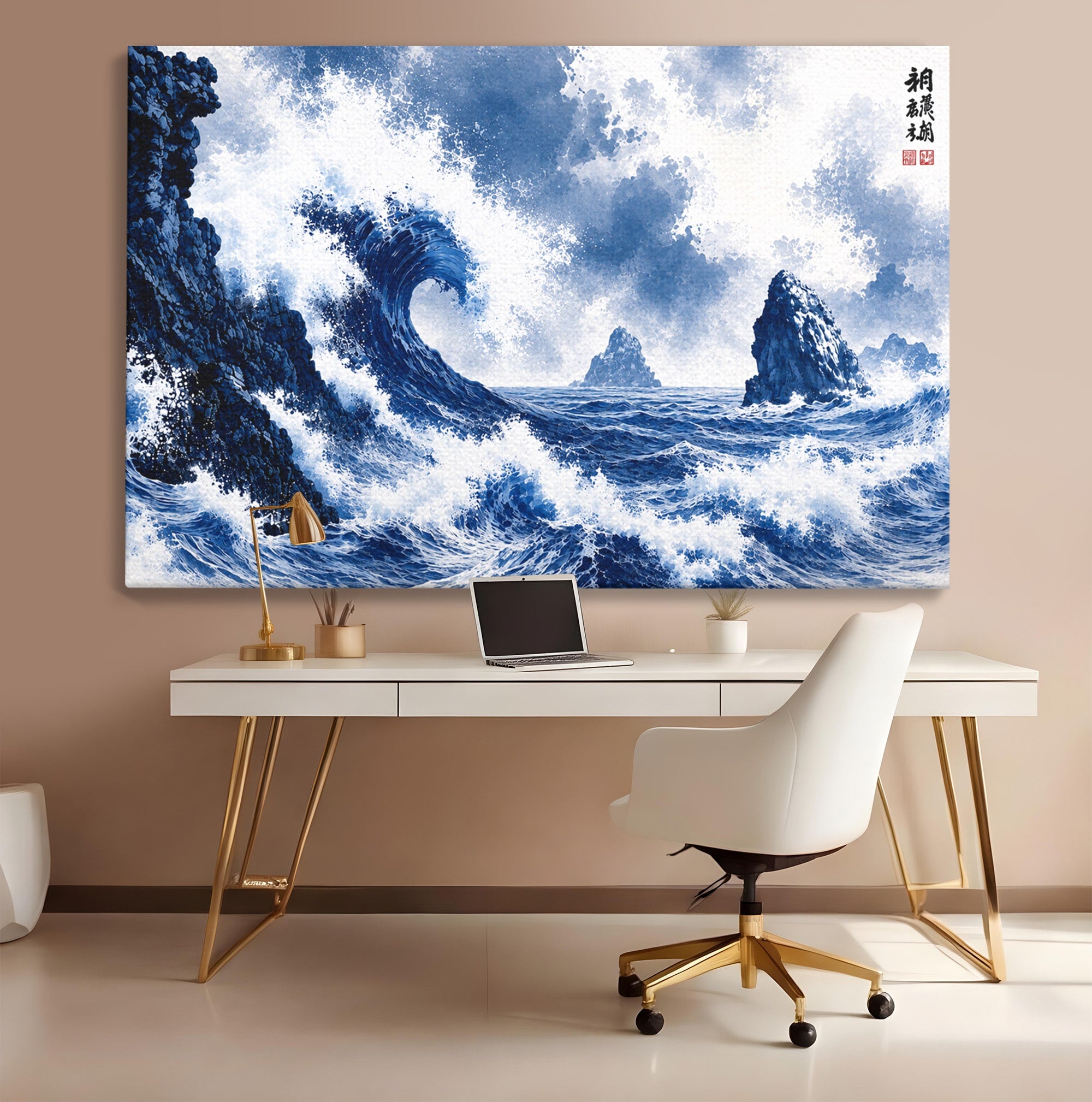 Tablou Canvas Premium LuxCanva® A1720, Valuri Inalte, Valuri, Ocean, Peisaj Marin, Dramatic, Birou, Culori Vibrante