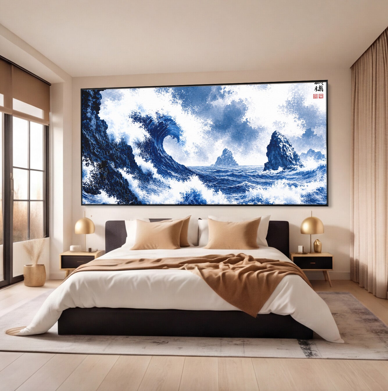 Tablou Canvas Premium LuxCanva® A1720, Valuri Inalte, Valuri, Ocean, Peisaj Marin, Dramatic, Birou, Culori Vibrante