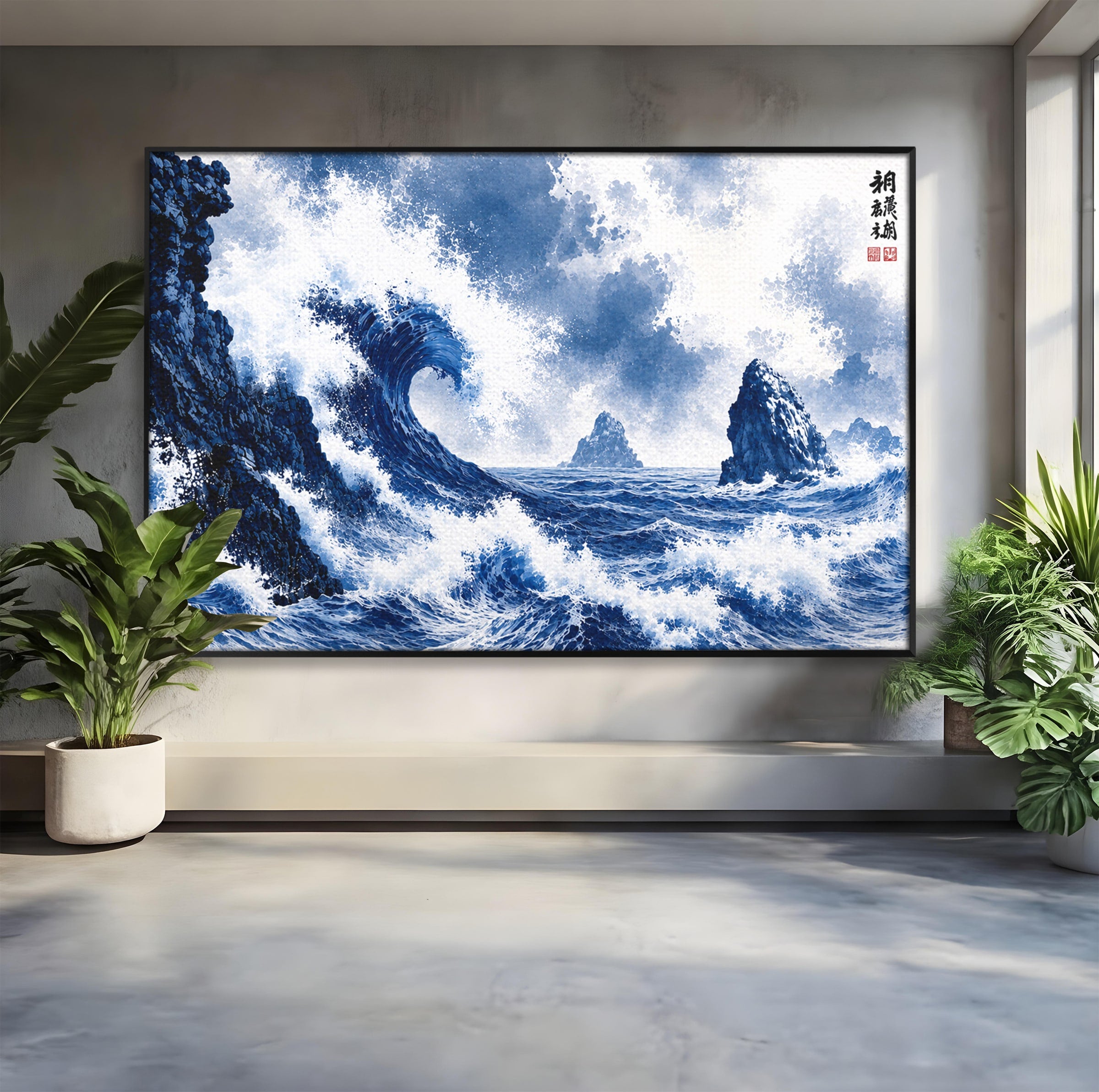 Tablou Canvas Premium LuxCanva® A1720, Valuri Inalte, Valuri, Ocean, Peisaj Marin, Dramatic, Birou, Culori Vibrante