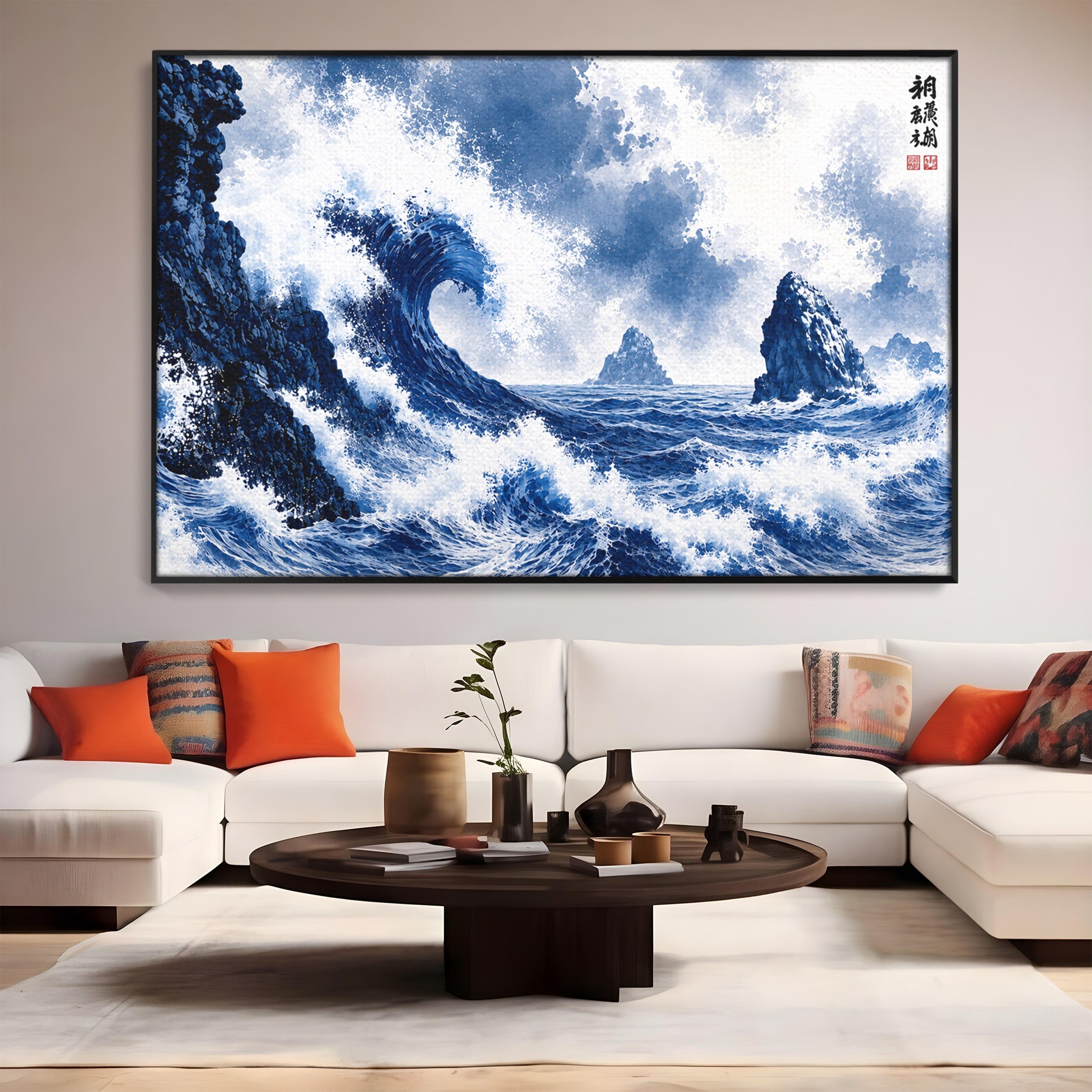 Tablou Canvas Premium LuxCanva® A1720, Valuri Inalte, Valuri, Ocean, Peisaj Marin, Dramatic, Birou, Culori Vibrante