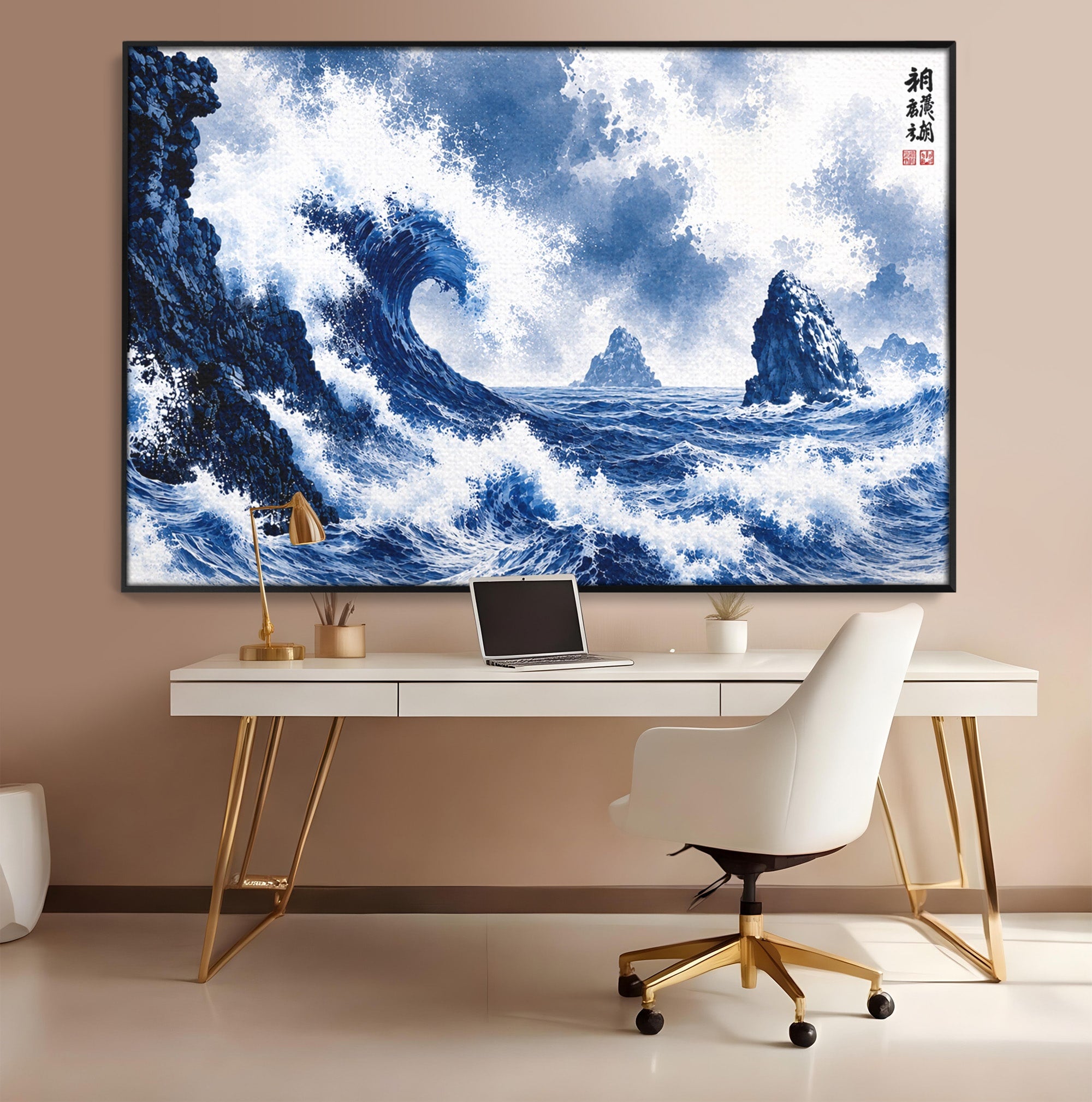 Tablou Canvas Premium LuxCanva® A1720, Valuri Inalte, Valuri, Ocean, Peisaj Marin, Dramatic, Birou, Culori Vibrante