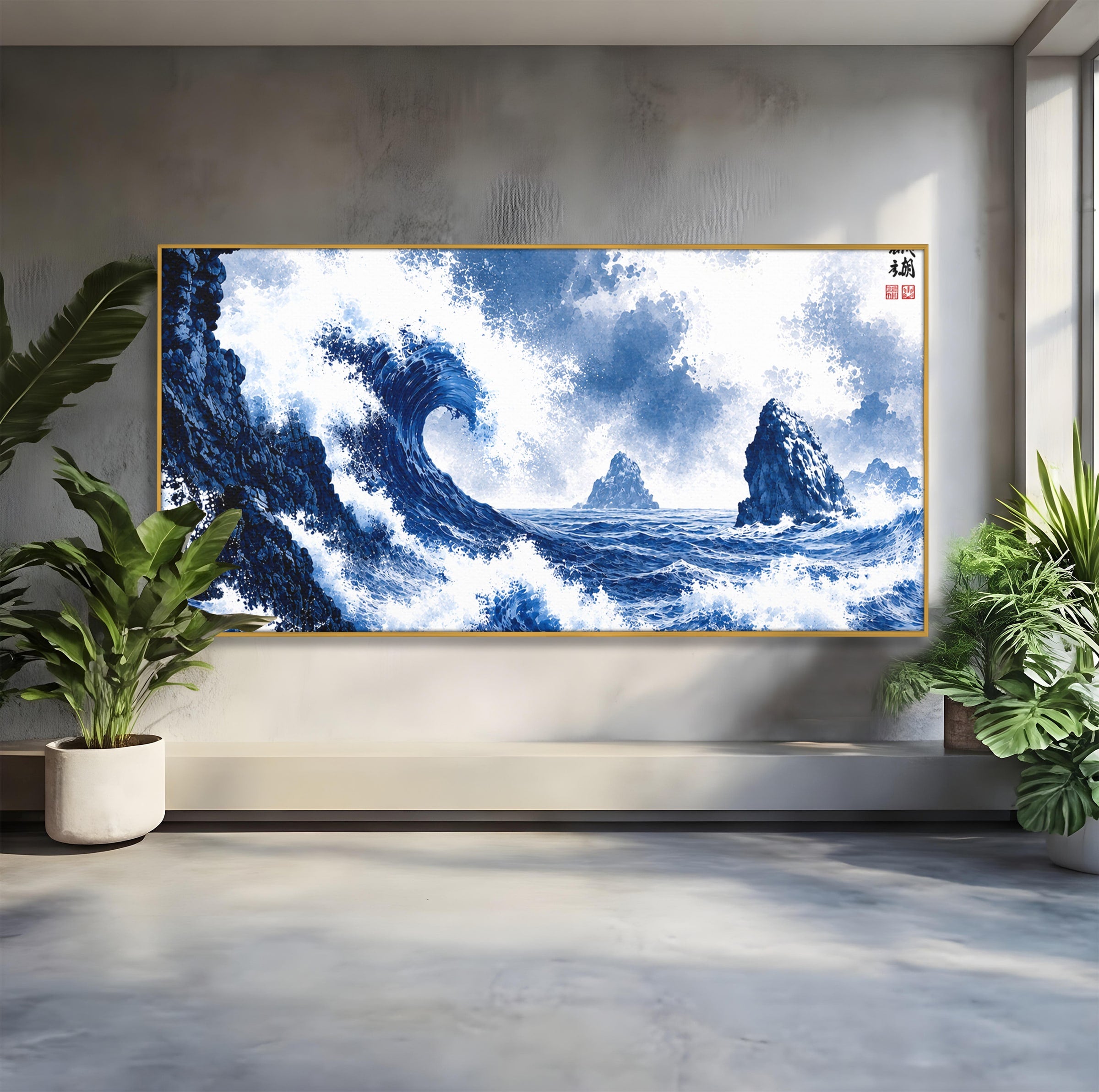 Tablou Canvas Premium LuxCanva® A1720, Valuri Inalte, Valuri, Ocean, Peisaj Marin, Dramatic, Birou, Culori Vibrante