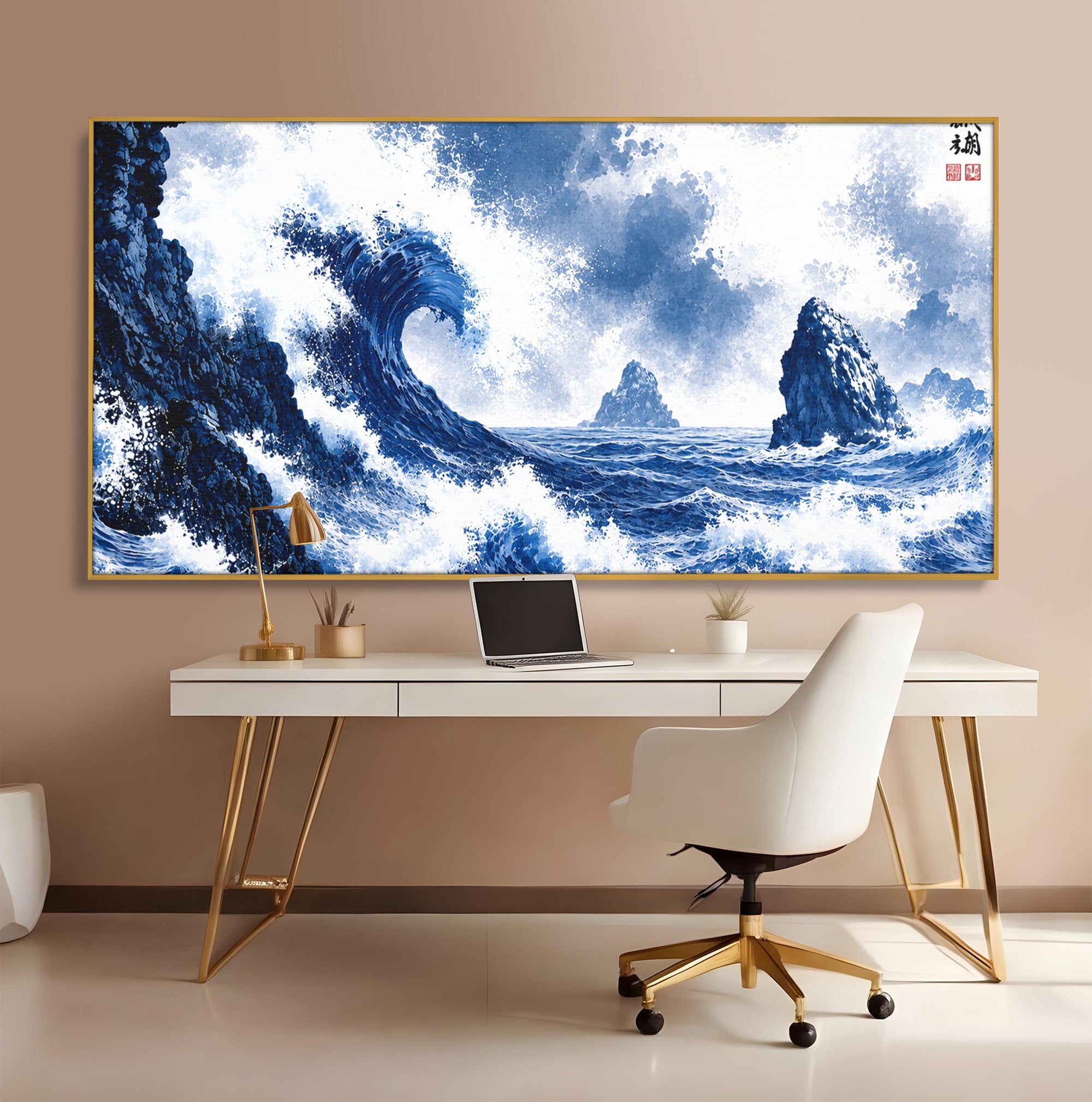 Tablou Canvas Premium LuxCanva® A1720, Valuri Inalte, Valuri, Ocean, Peisaj Marin, Dramatic, Birou, Culori Vibrante