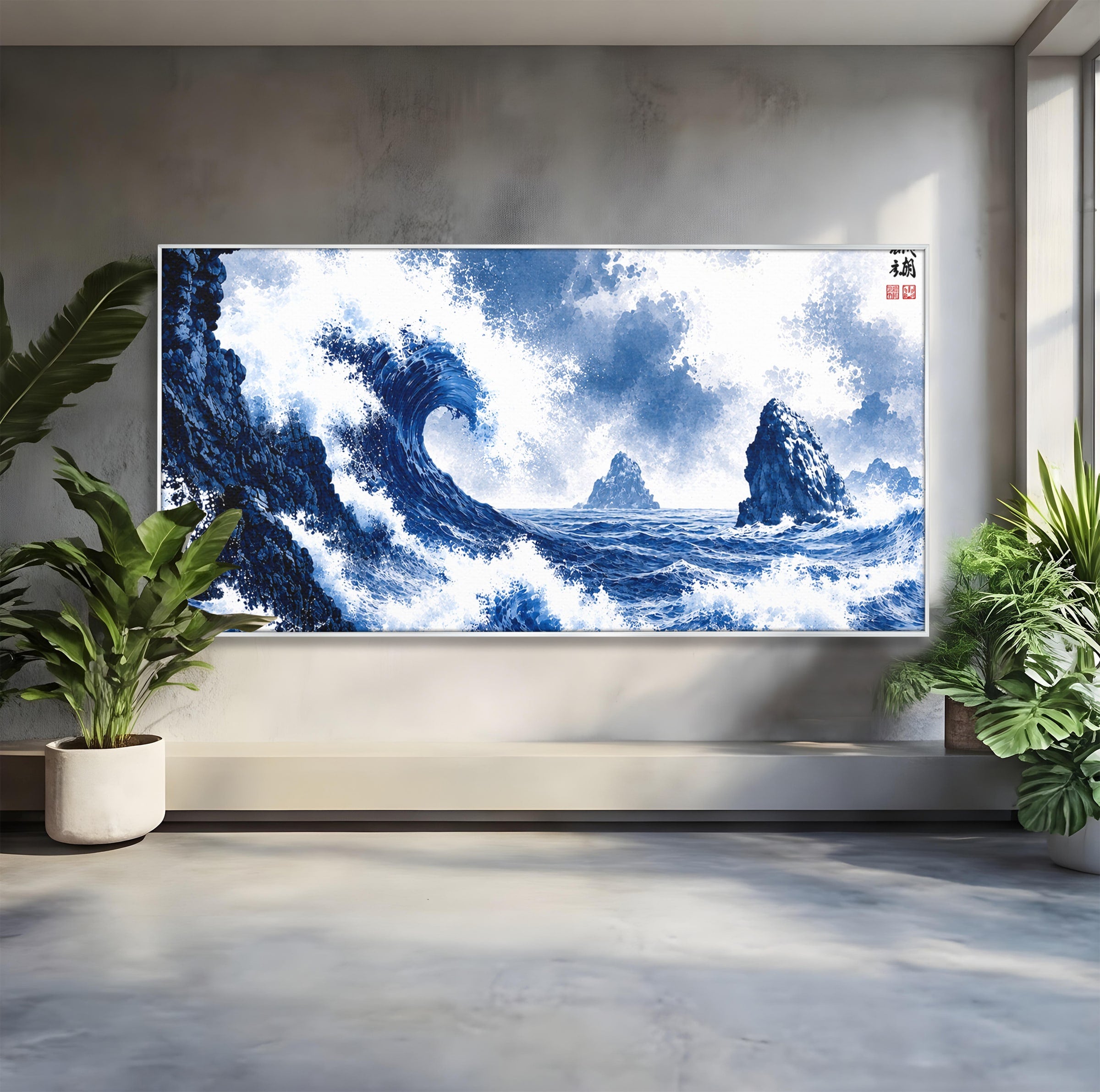 Tablou Canvas Premium LuxCanva® A1720, Valuri Inalte, Valuri, Ocean, Peisaj Marin, Dramatic, Birou, Culori Vibrante