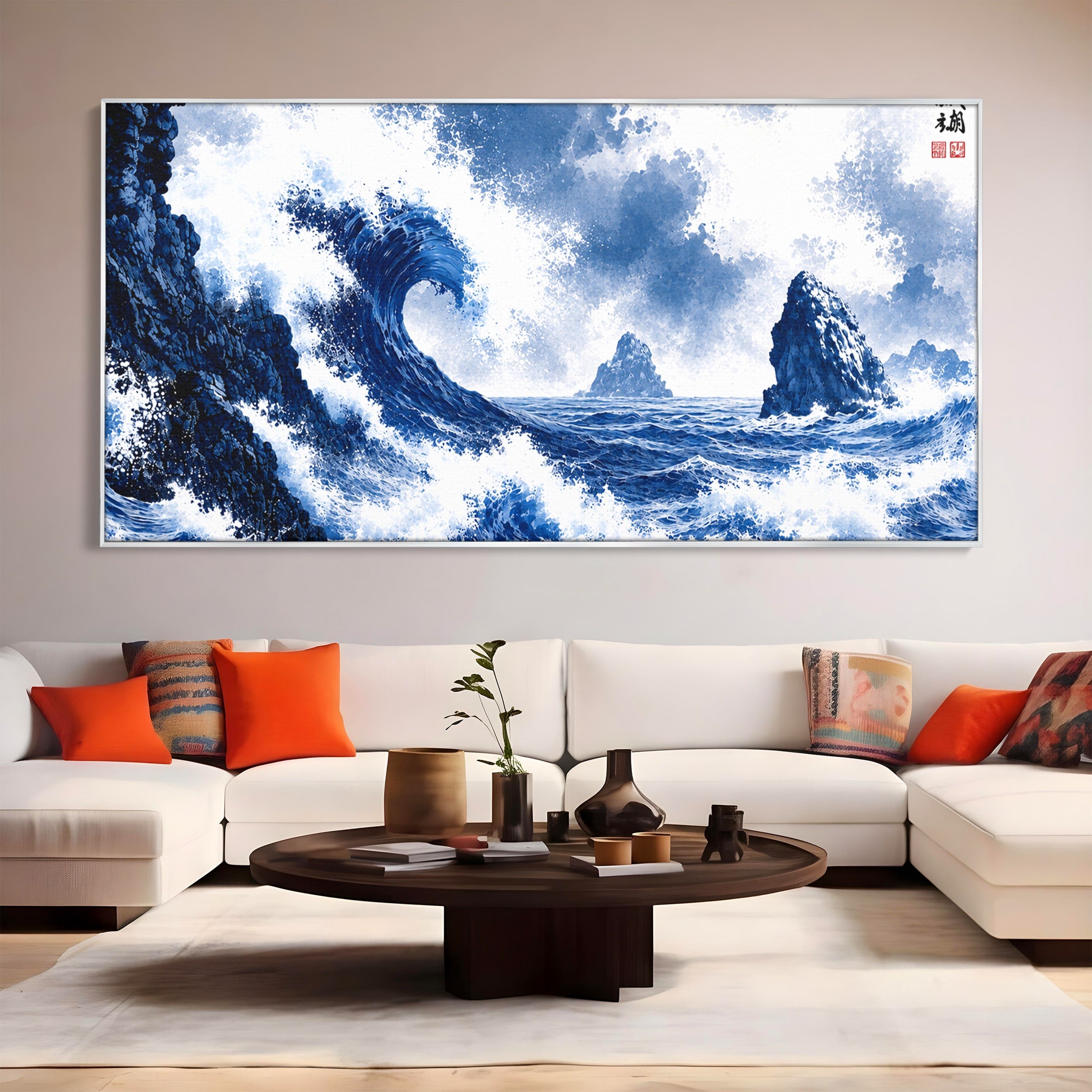 Tablou Canvas Premium LuxCanva® A1720, Valuri Inalte, Valuri, Ocean, Peisaj Marin, Dramatic, Birou, Culori Vibrante