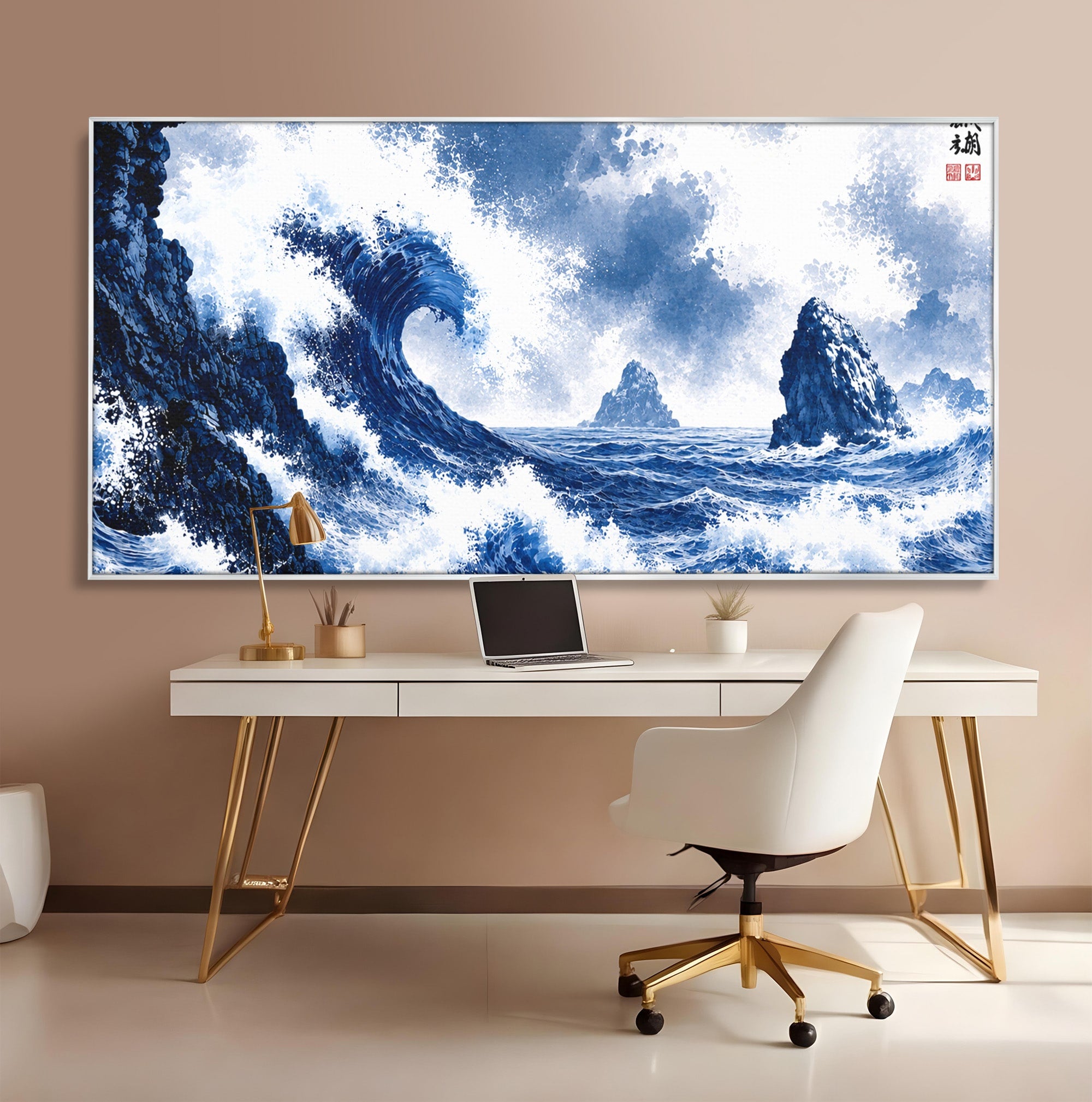 Tablou Canvas Premium LuxCanva® A1720, Valuri Inalte, Valuri, Ocean, Peisaj Marin, Dramatic, Birou, Culori Vibrante