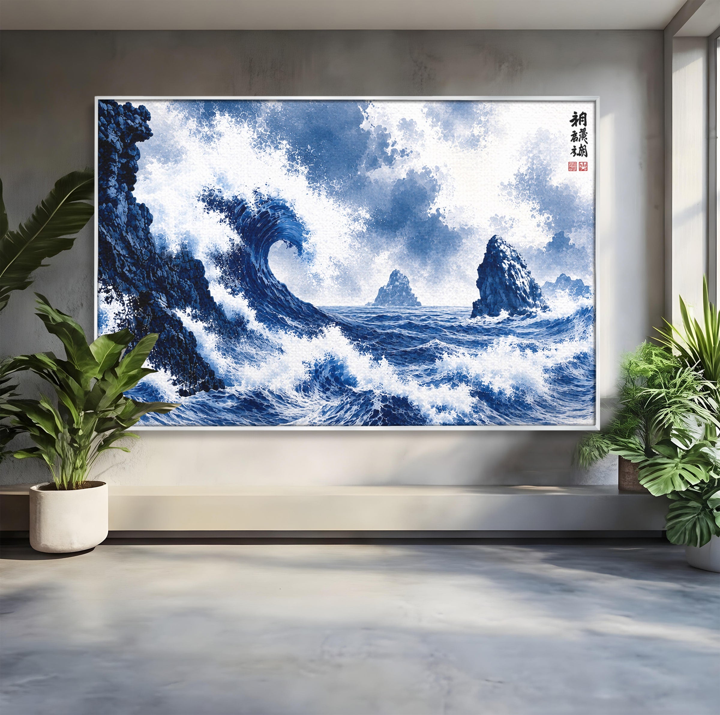 Tablou Canvas Premium LuxCanva® A1720, Valuri Inalte, Valuri, Ocean, Peisaj Marin, Dramatic, Birou, Culori Vibrante