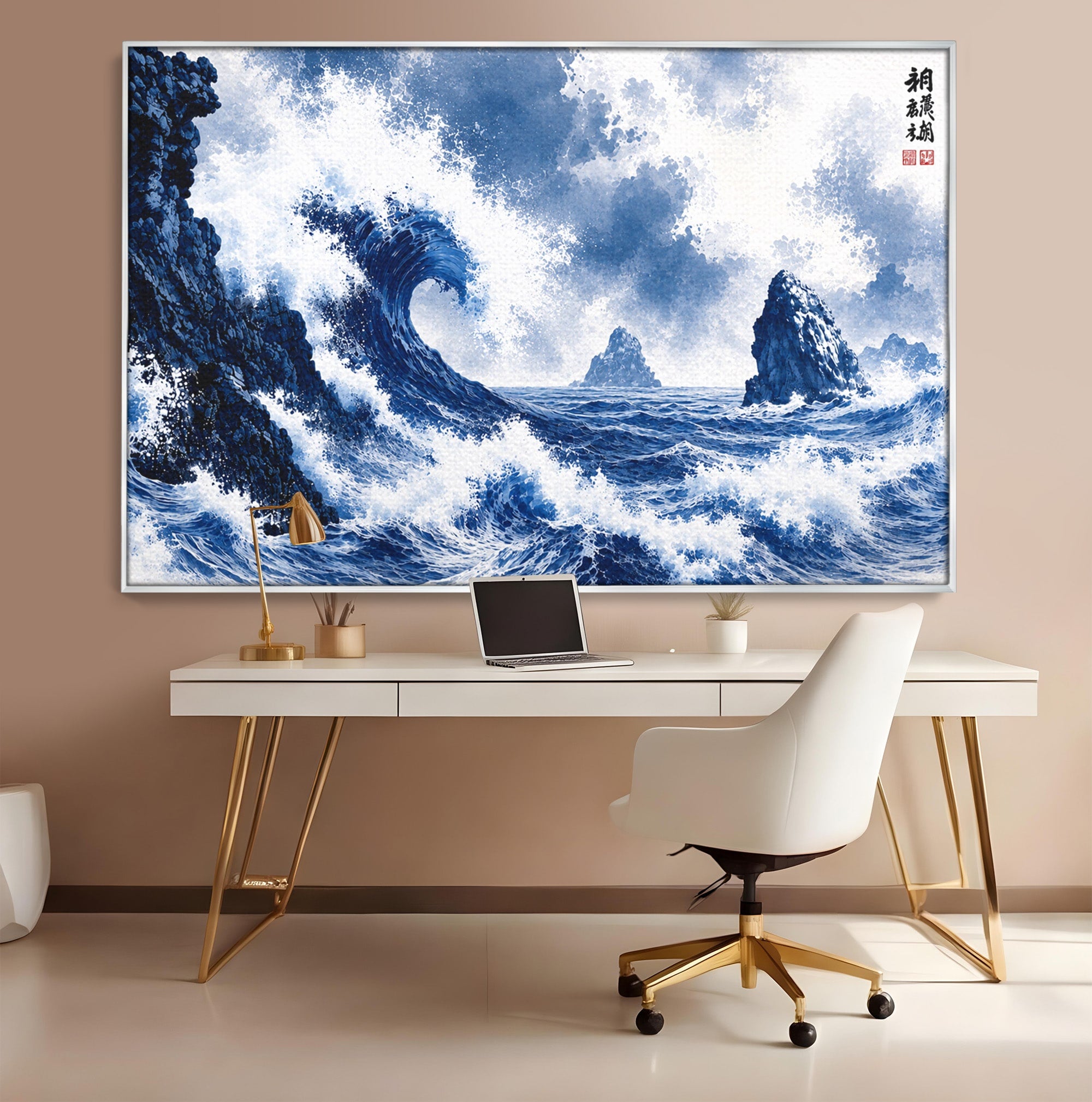 Tablou Canvas Premium LuxCanva® A1720, Valuri Inalte, Valuri, Ocean, Peisaj Marin, Dramatic, Birou, Culori Vibrante