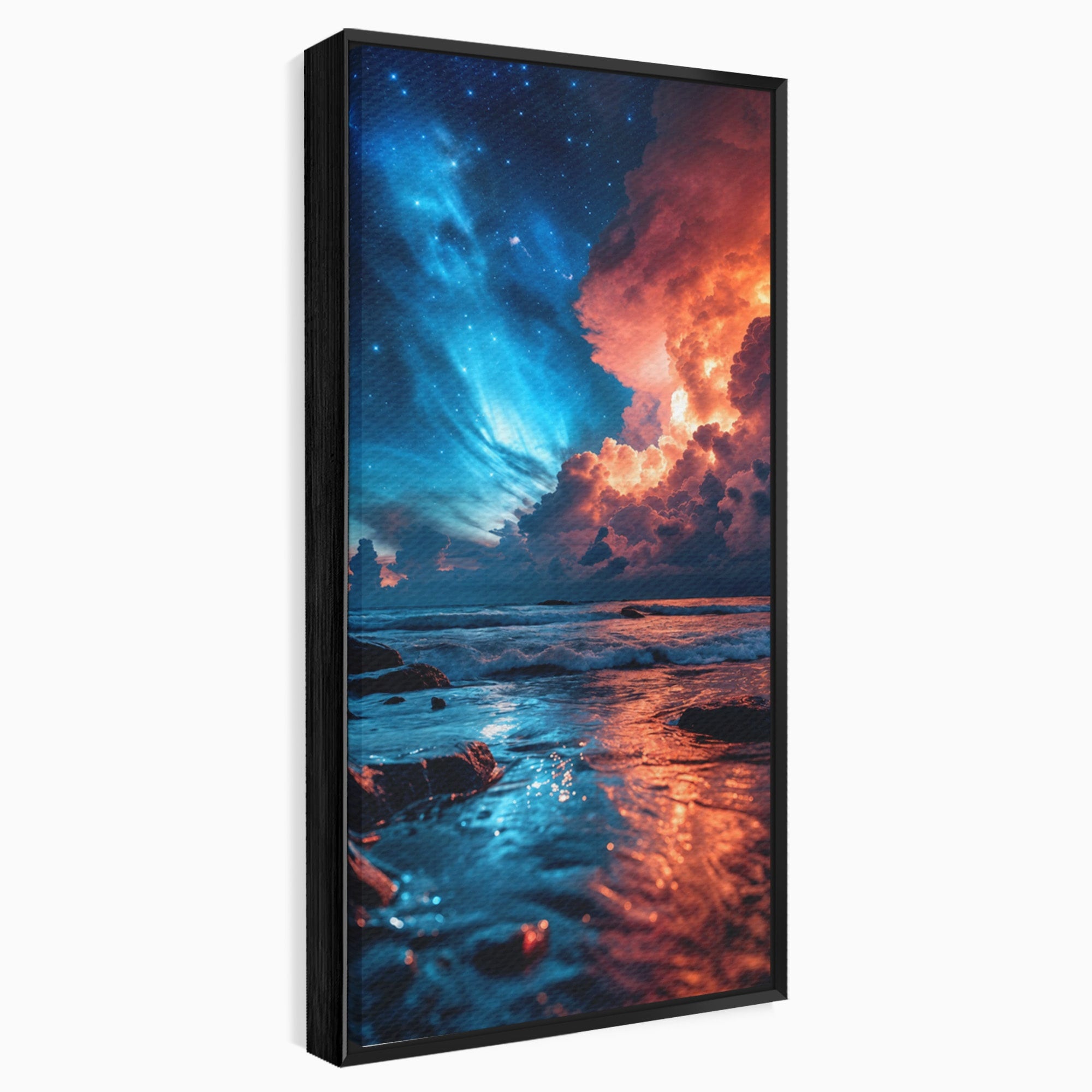 Tablou Canvas Premium LuxCanva® A1721, Apus Cosmic Pe Plaja, Apus, Mare, Natura, Cer, Living, Dormitor, Culori Vibrante