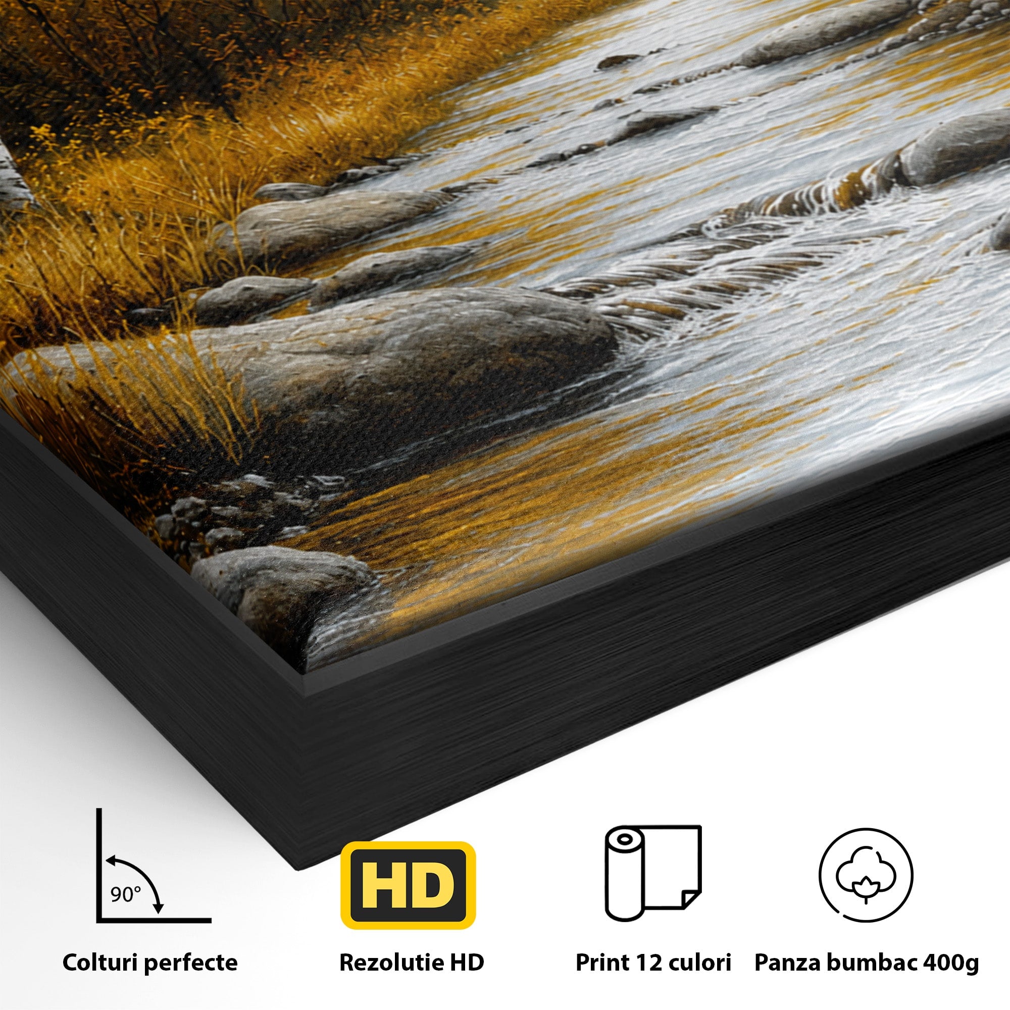 Tablou Canvas Premium LuxCanva® A1722, Padure De Mesteceni Toamna, Padure, Mesteceni, Toamna, Peisaj, Rau, Natura, Living, Dormitor, Culori Vibrante