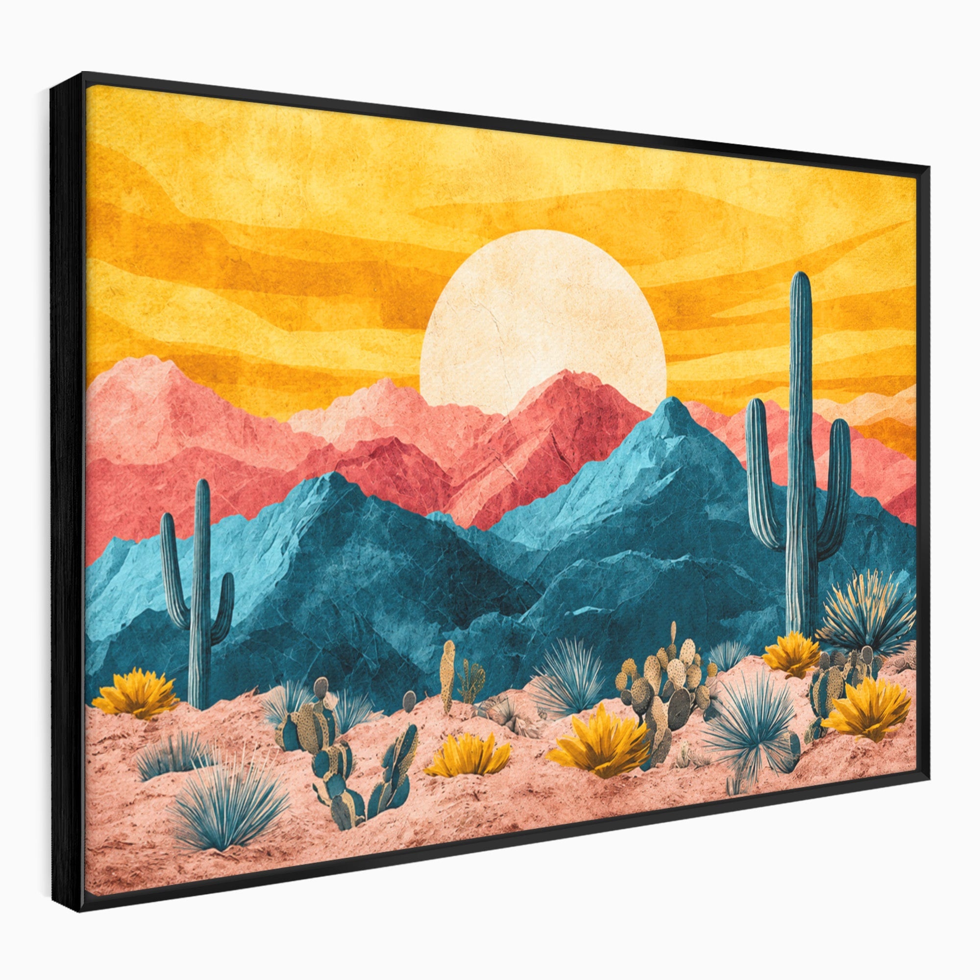Tablou Canvas Premium LuxCanva® A1723, Desertul La Apus, Desert, Apus, Cactusi, Peisaj, Living, Culori Vibrante