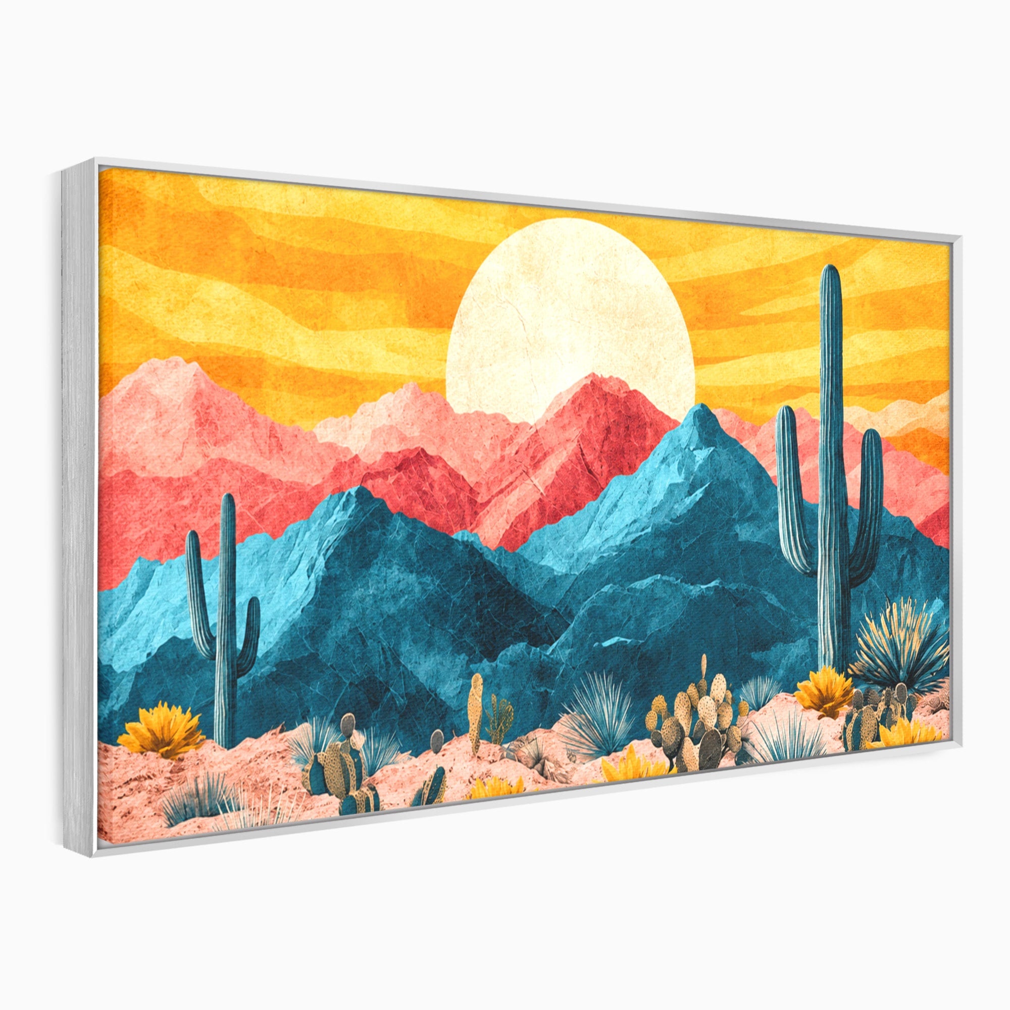 Tablou Canvas Premium LuxCanva® A1723, Desertul La Apus, Desert, Apus, Cactusi, Peisaj, Living, Culori Vibrante