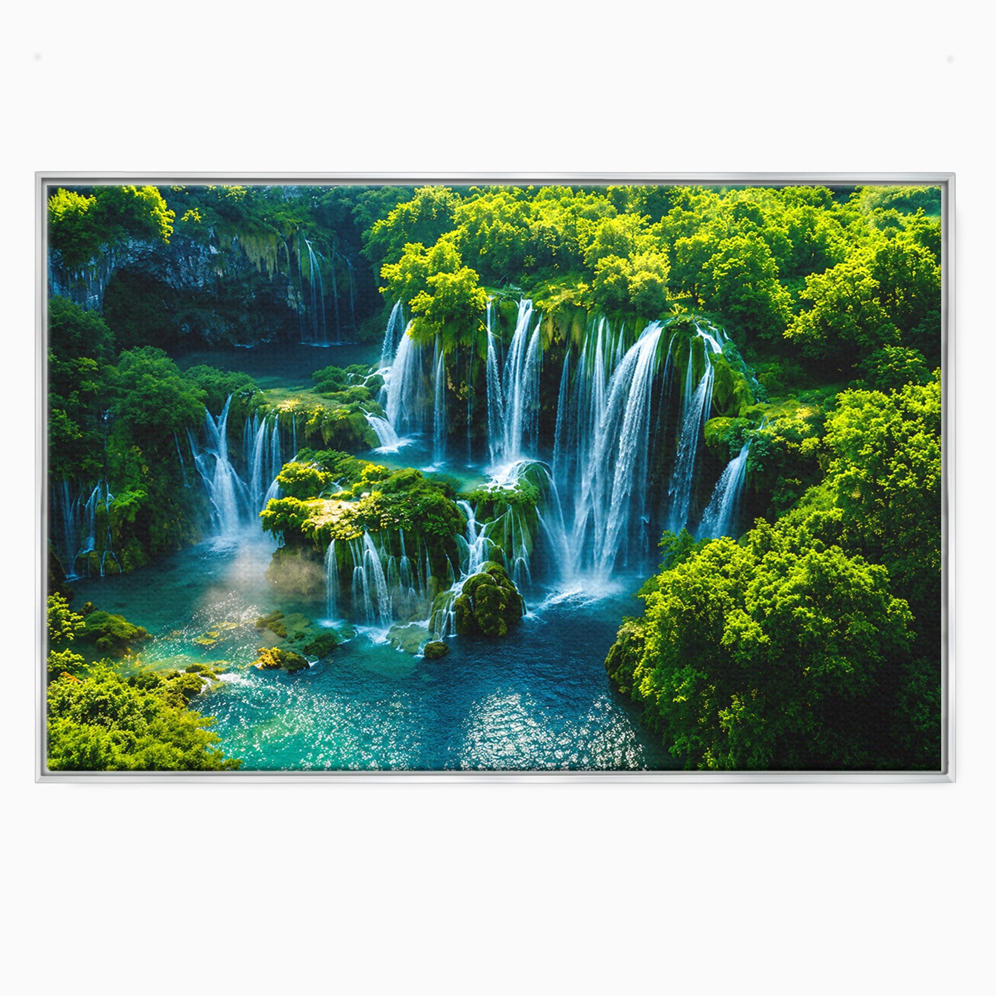 Tablou Canvas Premium LuxCanva® A1724, Cascade Tropicale, Cascade, Natura, Peisaj, Relaxare, Living, Culori Vibrante