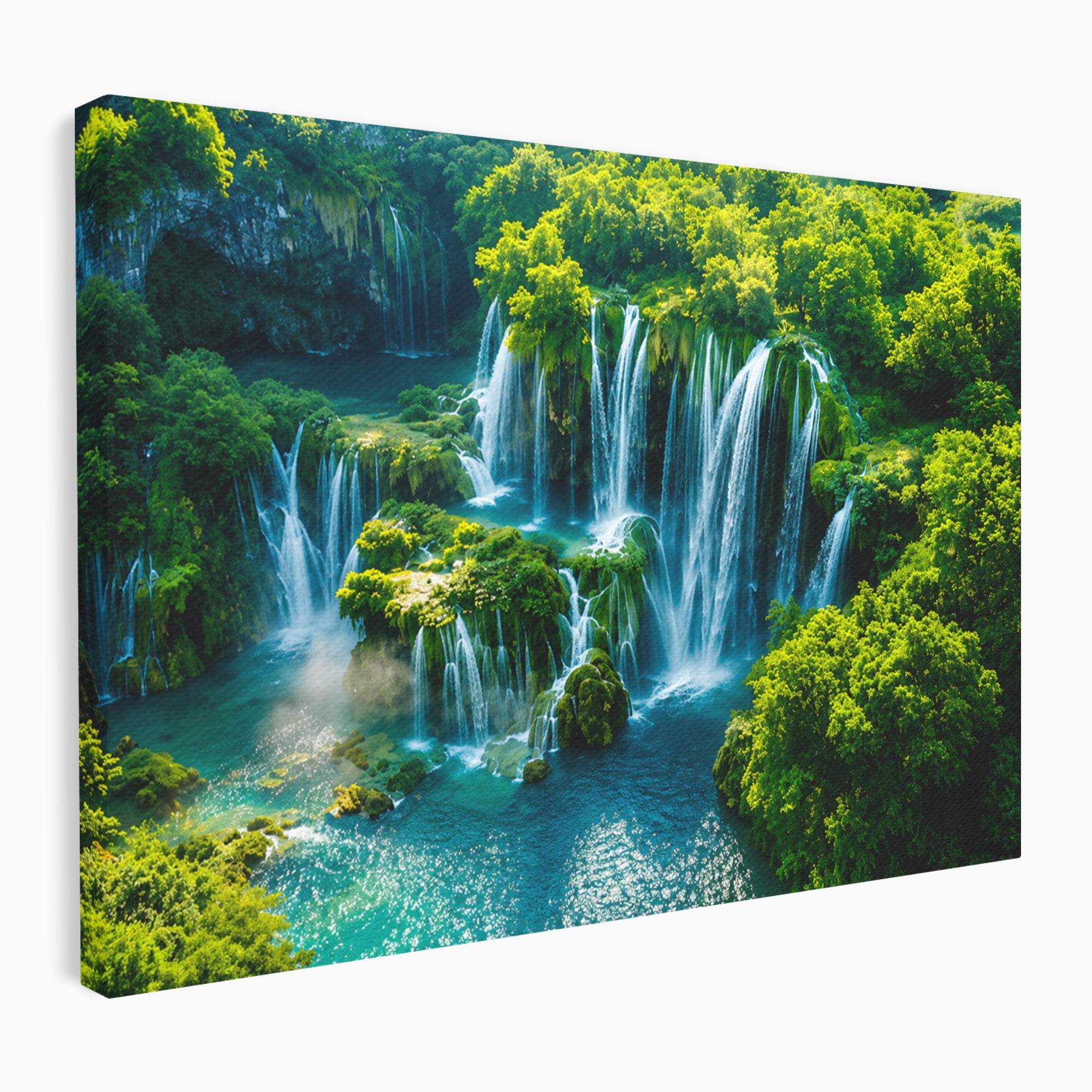 Tablou Canvas Premium LuxCanva® A1724, Cascade Tropicale, Cascade, Natura, Peisaj, Relaxare, Living, Culori Vibrante