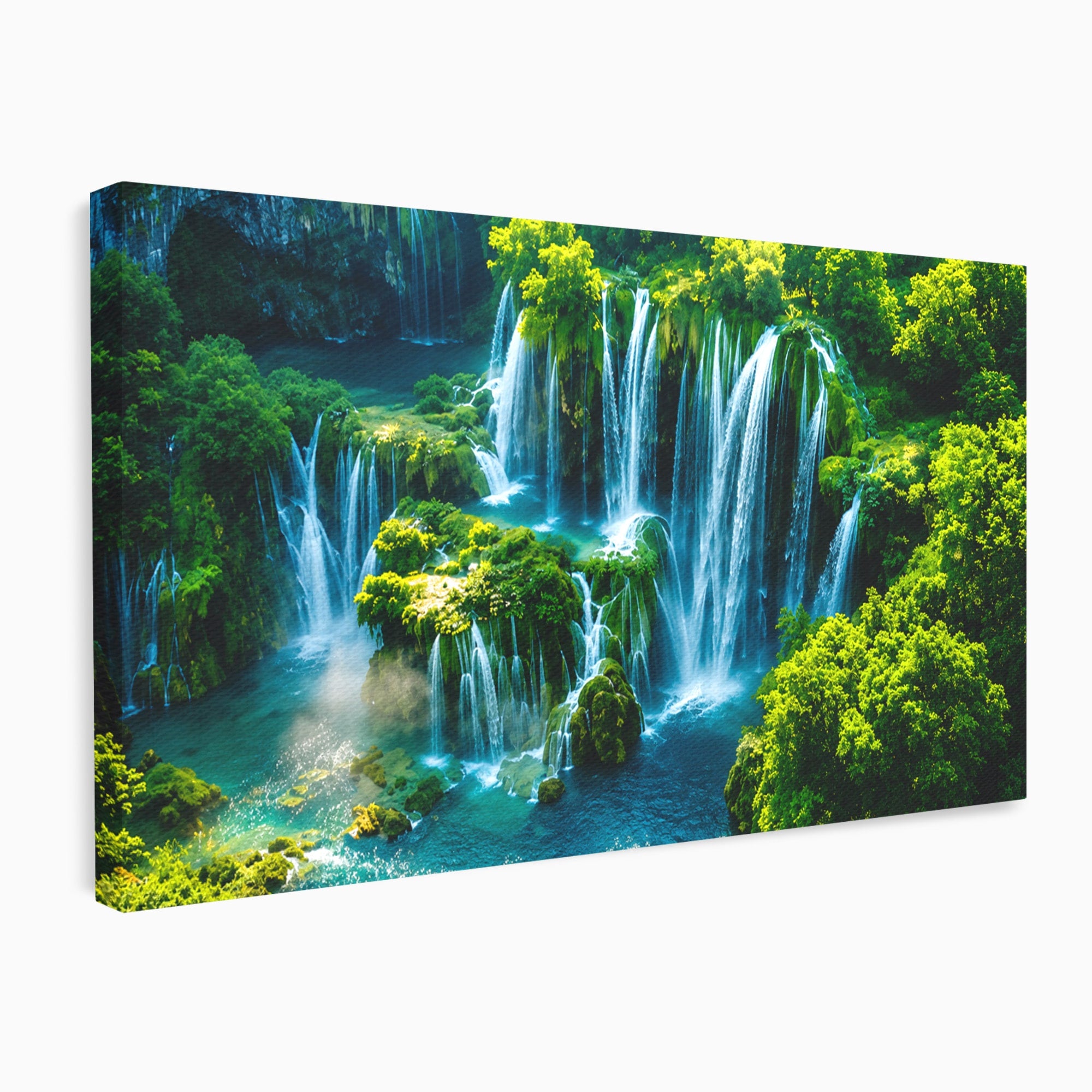 Tablou Canvas Premium LuxCanva® A1724, Cascade Tropicale, Cascade, Natura, Peisaj, Relaxare, Living, Culori Vibrante