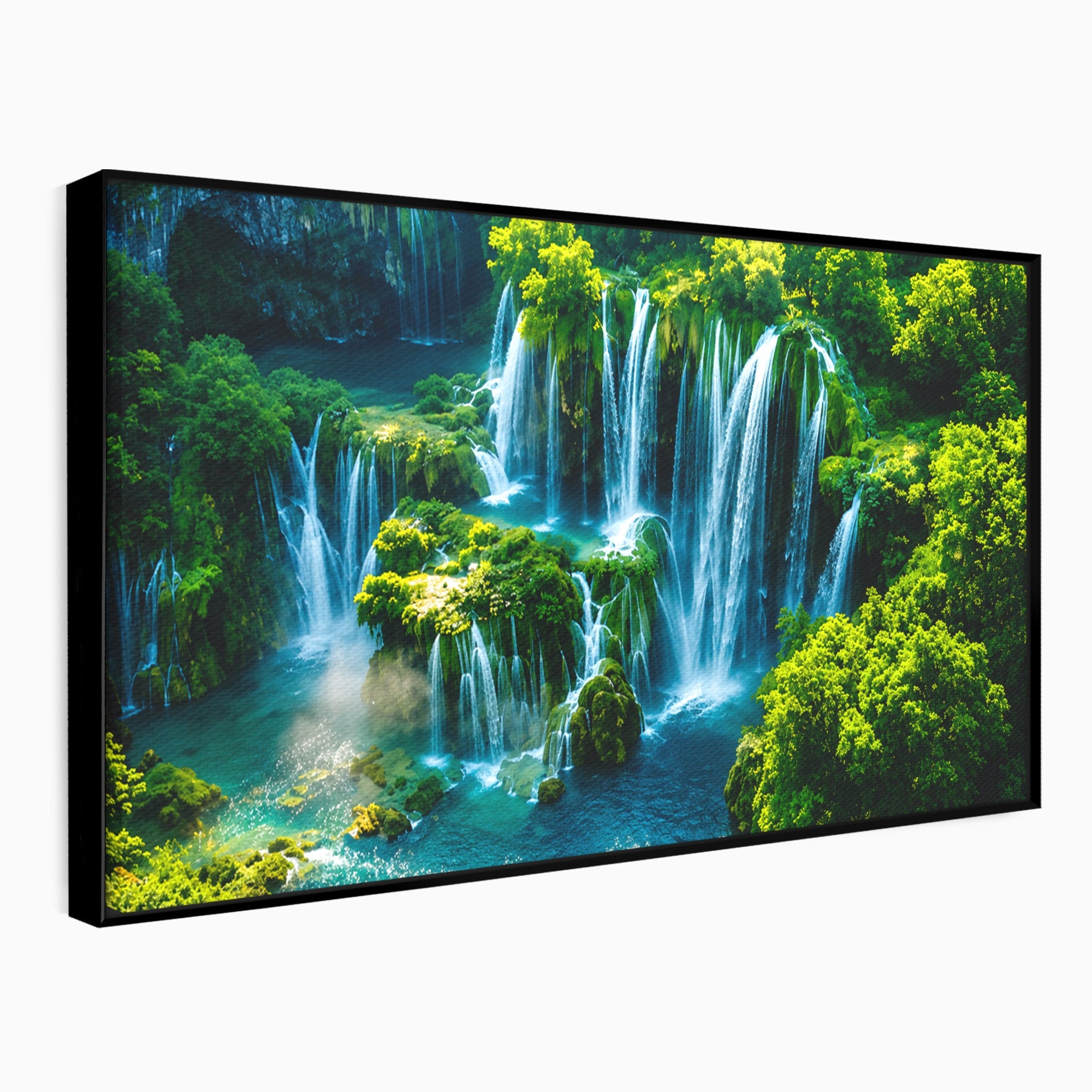 Tablou Canvas Premium LuxCanva® A1724, Cascade Tropicale, Cascade, Natura, Peisaj, Relaxare, Living, Culori Vibrante