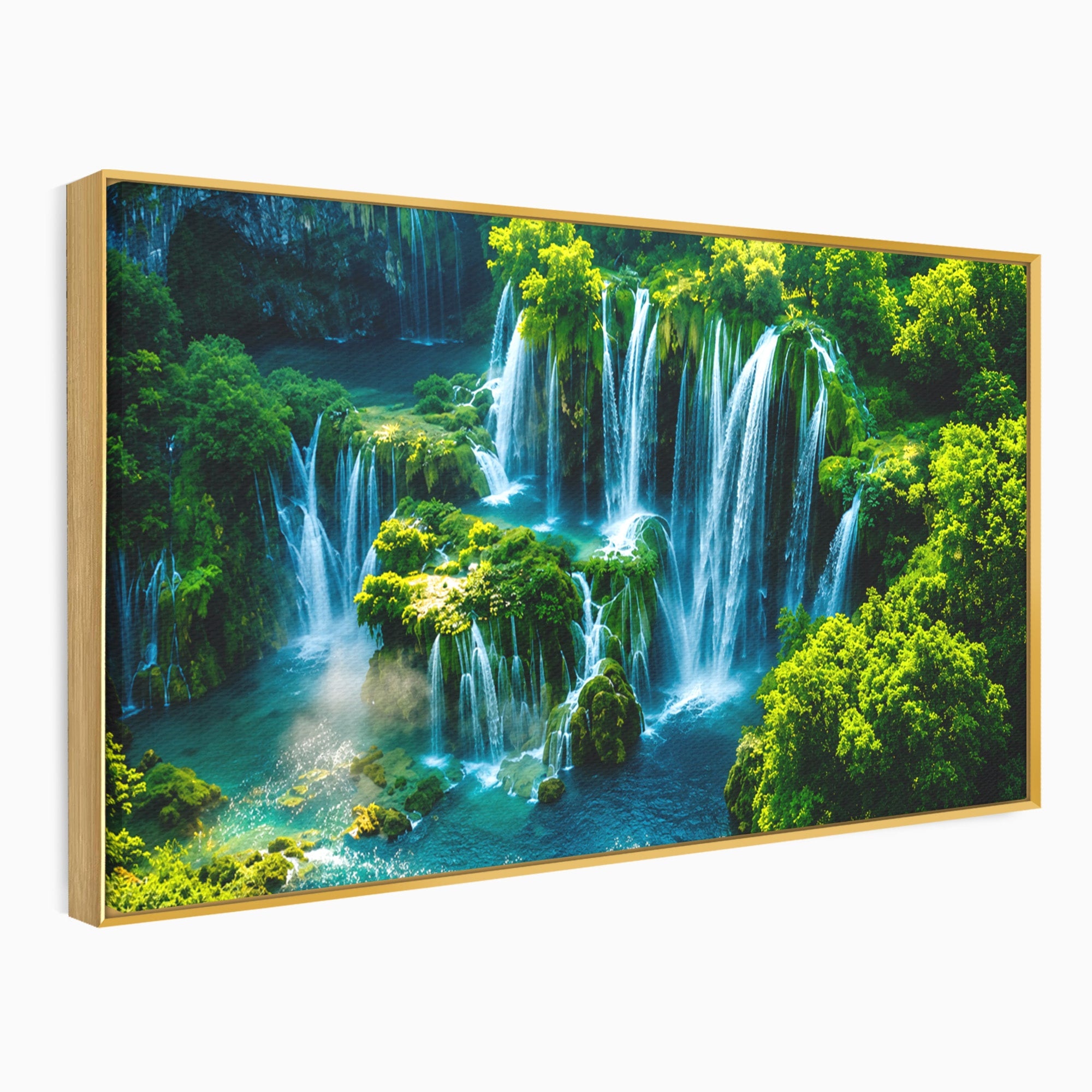 Tablou Canvas Premium LuxCanva® A1724, Cascade Tropicale, Cascade, Natura, Peisaj, Relaxare, Living, Culori Vibrante