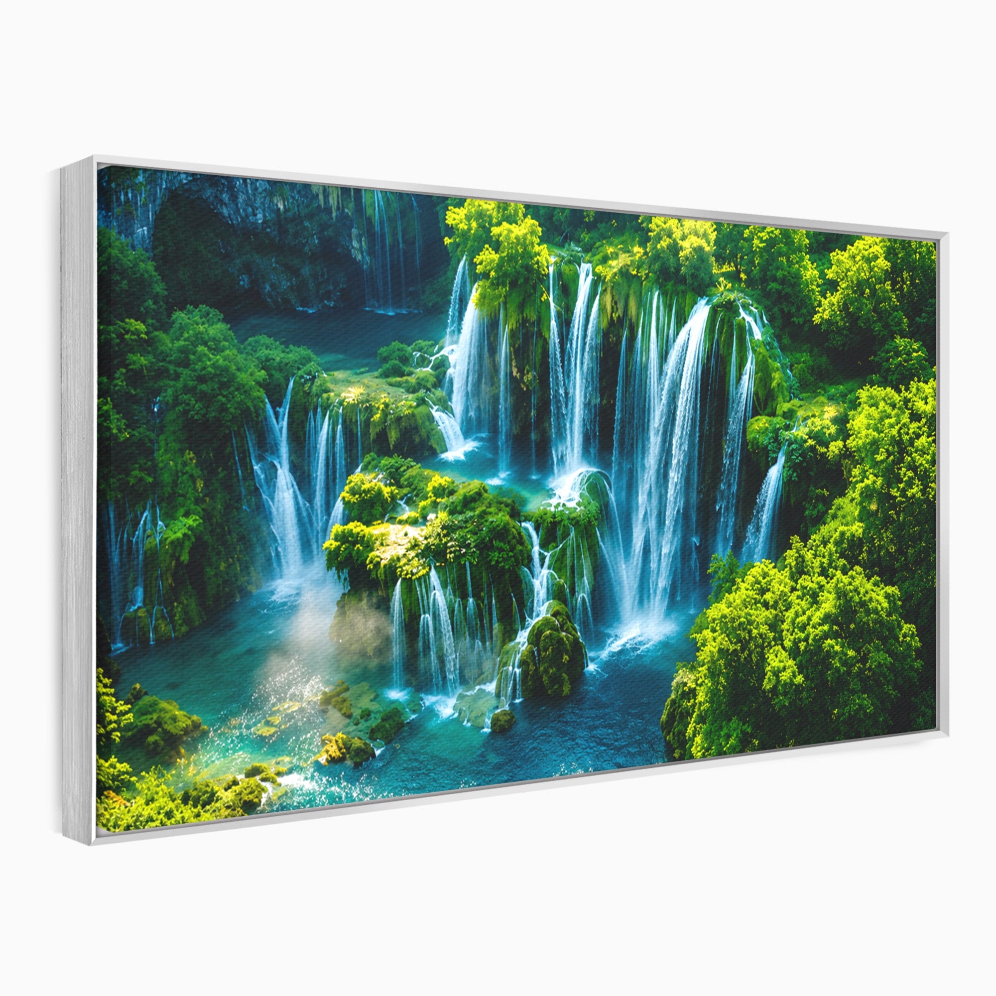 Tablou Canvas Premium LuxCanva® A1724, Cascade Tropicale, Cascade, Natura, Peisaj, Relaxare, Living, Culori Vibrante
