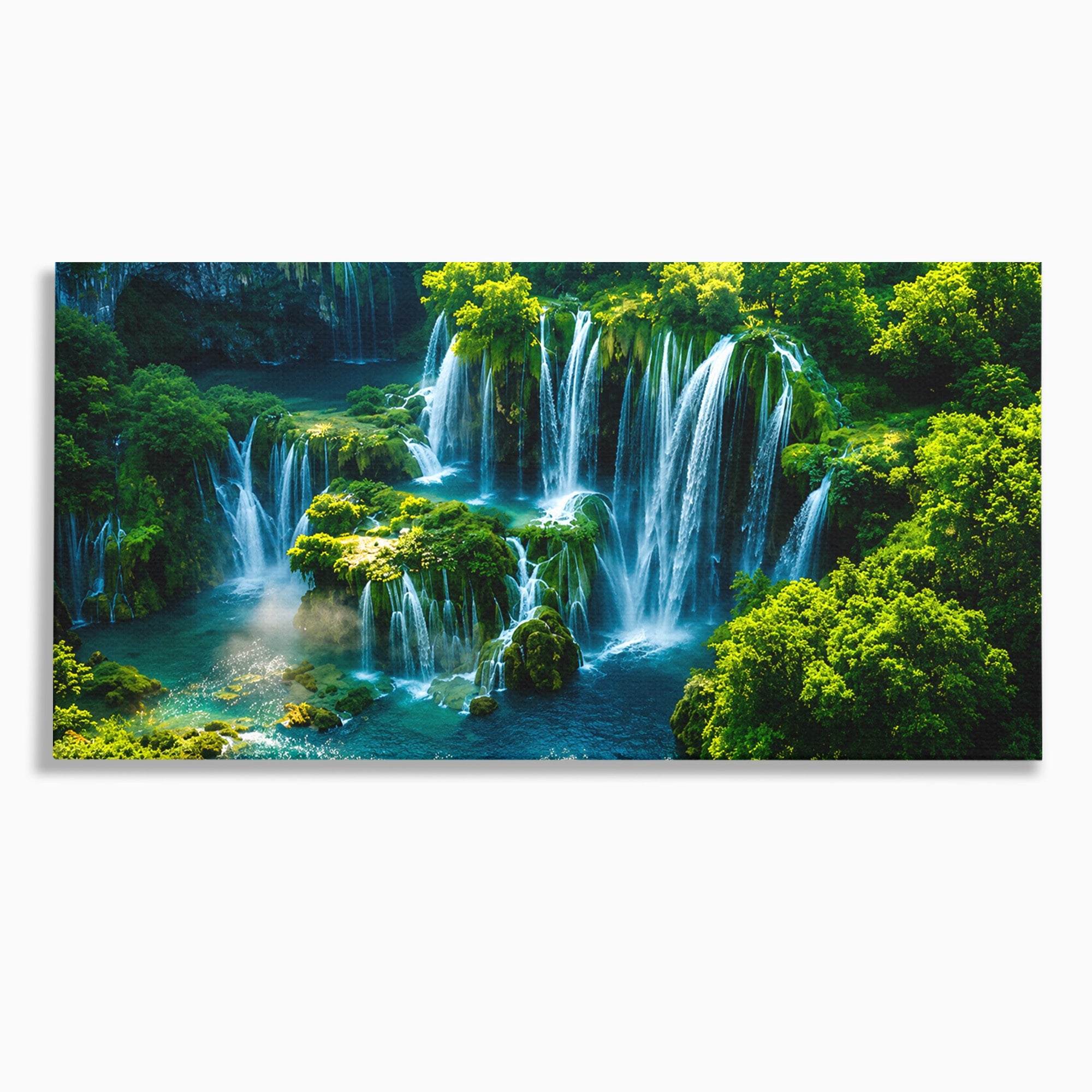 Tablou Canvas Premium LuxCanva® A1724, Cascade Tropicale, Cascade, Natura, Peisaj, Relaxare, Living, Culori Vibrante
