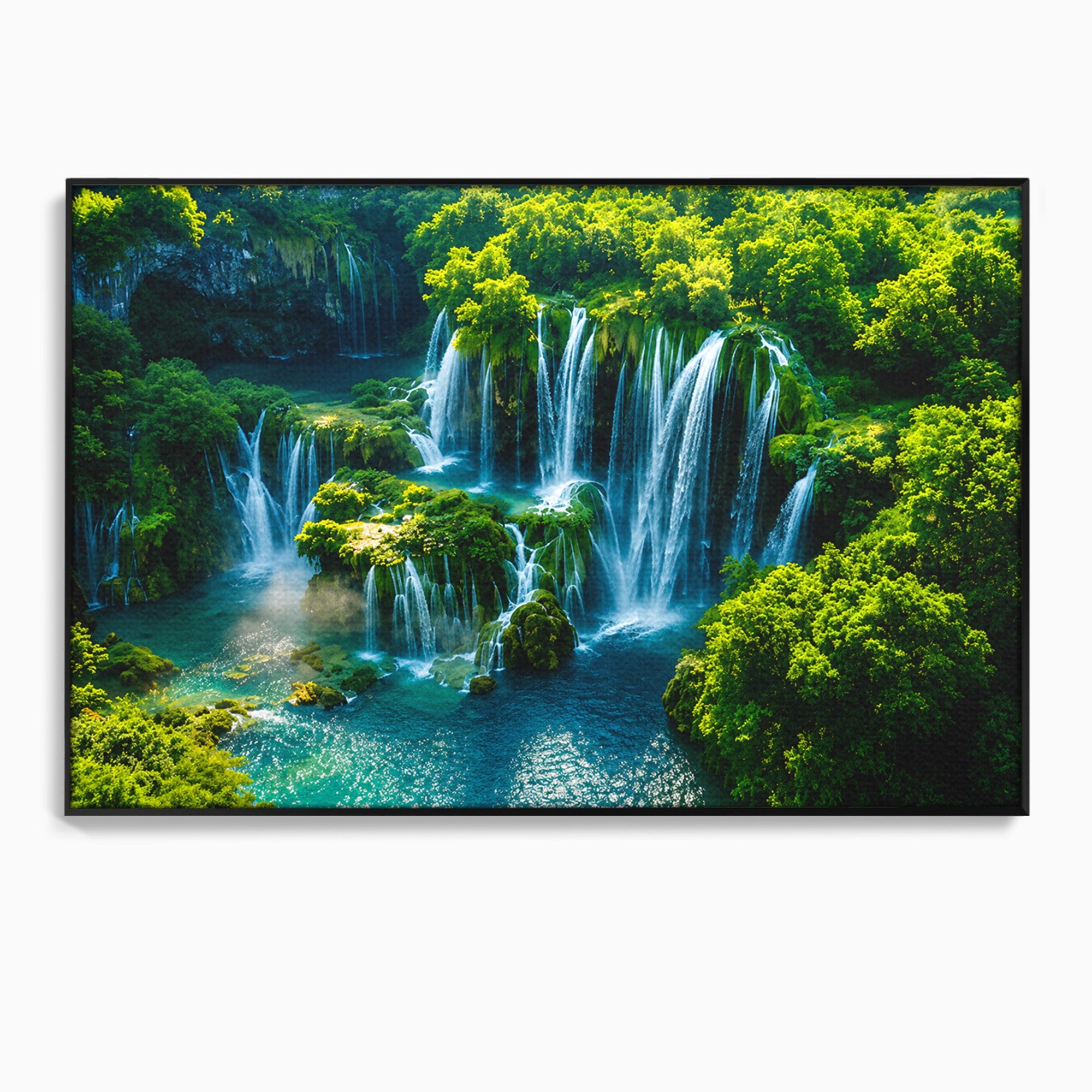 Tablou Canvas Premium LuxCanva® A1724, Cascade Tropicale, Cascade, Natura, Peisaj, Relaxare, Living, Culori Vibrante