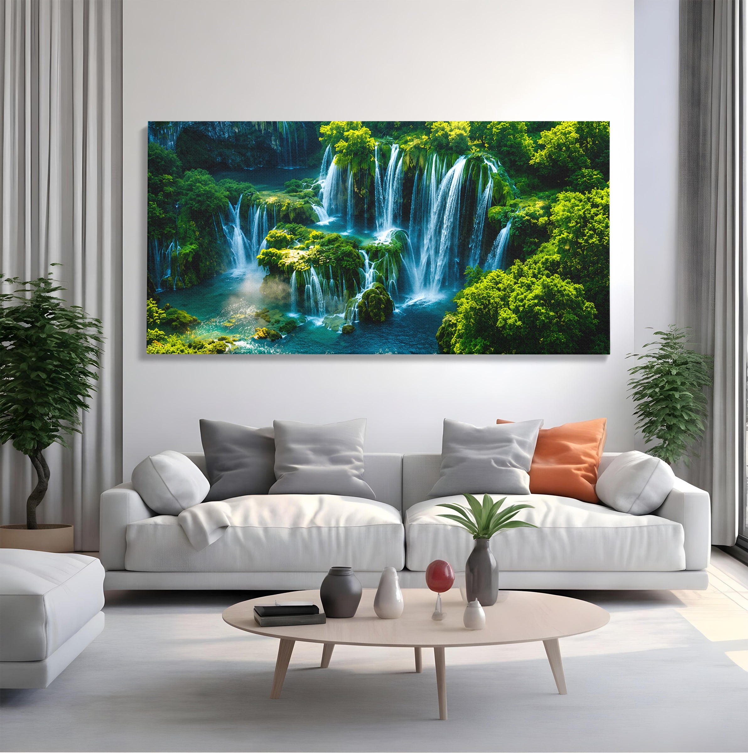 Tablou Canvas Premium LuxCanva® A1724, Cascade Tropicale, Cascade, Natura, Peisaj, Relaxare, Living, Culori Vibrante