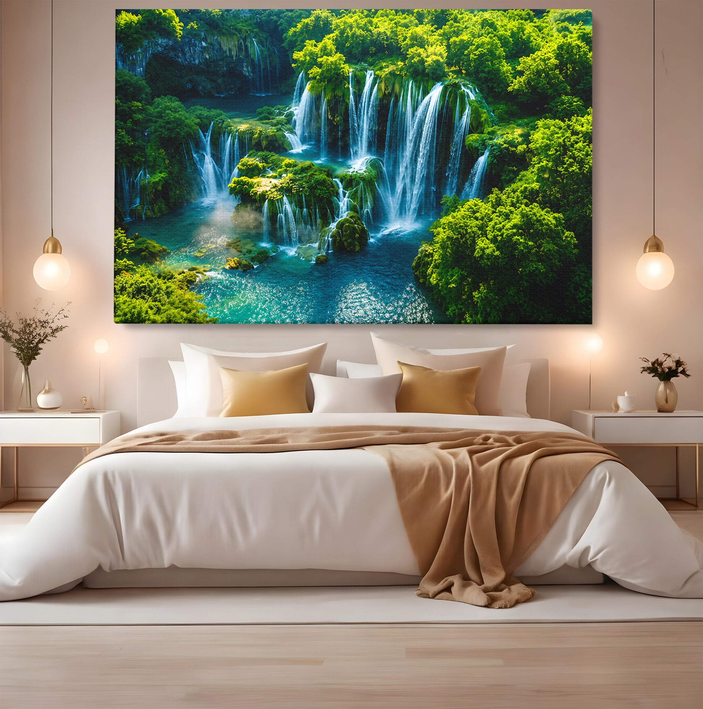 Tablou Canvas Premium LuxCanva® A1724, Cascade Tropicale, Cascade, Natura, Peisaj, Relaxare, Living, Culori Vibrante