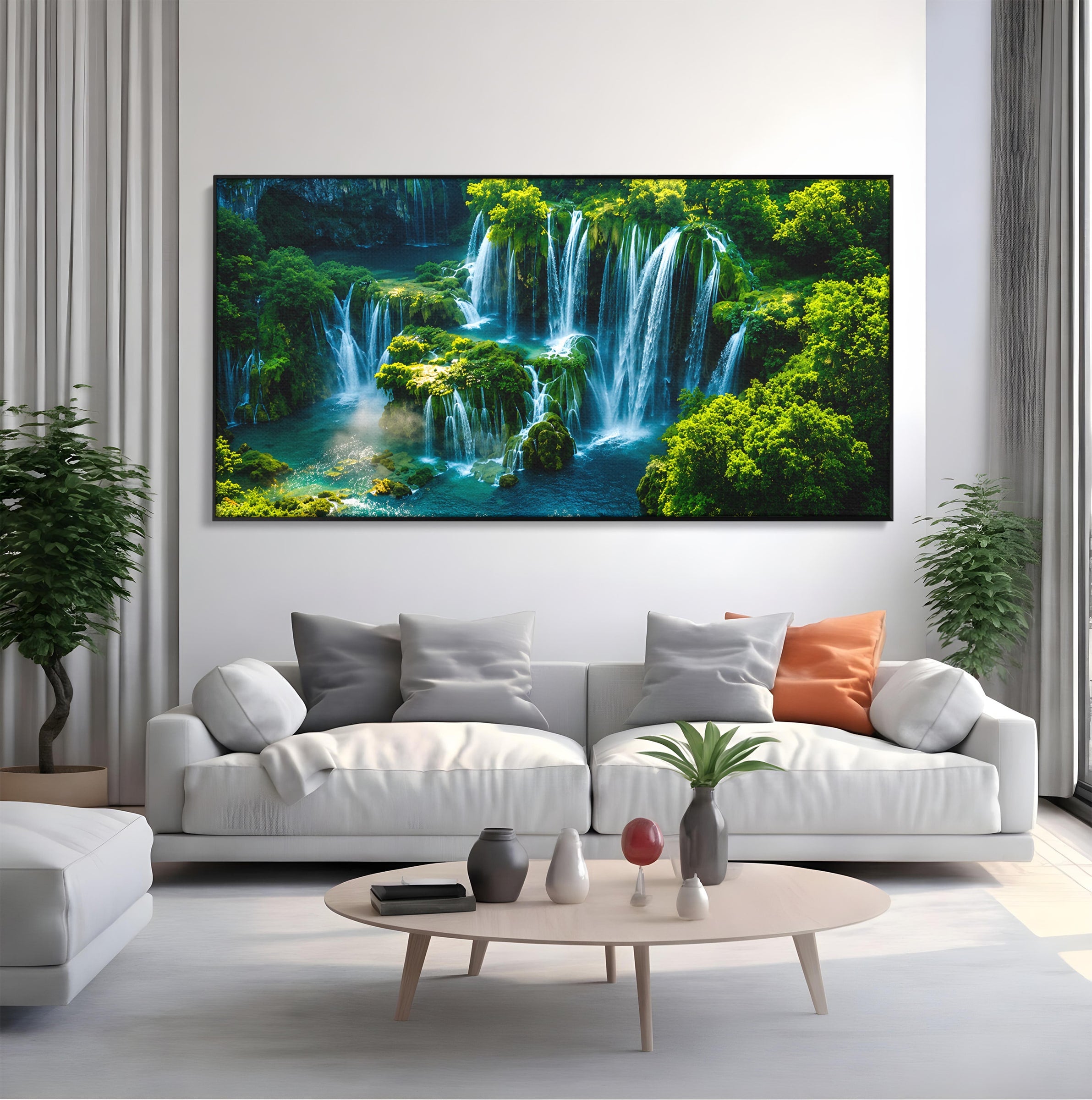 Tablou Canvas Premium LuxCanva® A1724, Cascade Tropicale, Cascade, Natura, Peisaj, Relaxare, Living, Culori Vibrante