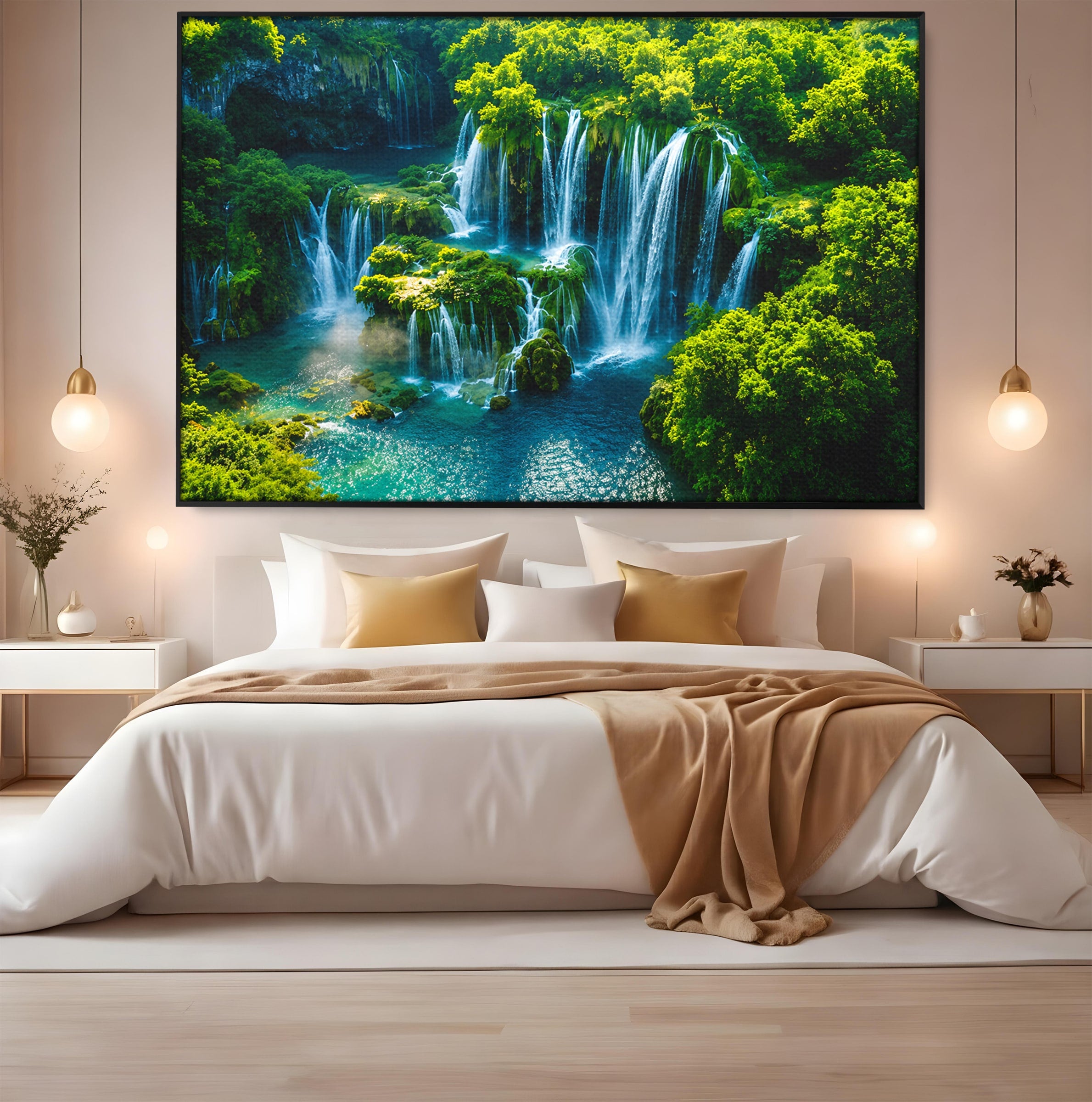 Tablou Canvas Premium LuxCanva® A1724, Cascade Tropicale, Cascade, Natura, Peisaj, Relaxare, Living, Culori Vibrante